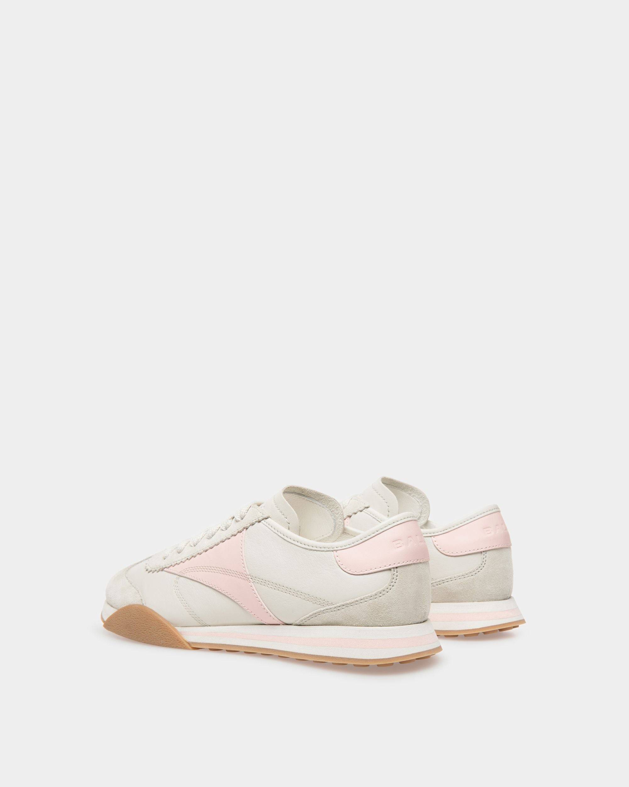 Sonney | Women's Sneakers | Dusty White And Rose Leather | Bally | Still Life 3/4 Back