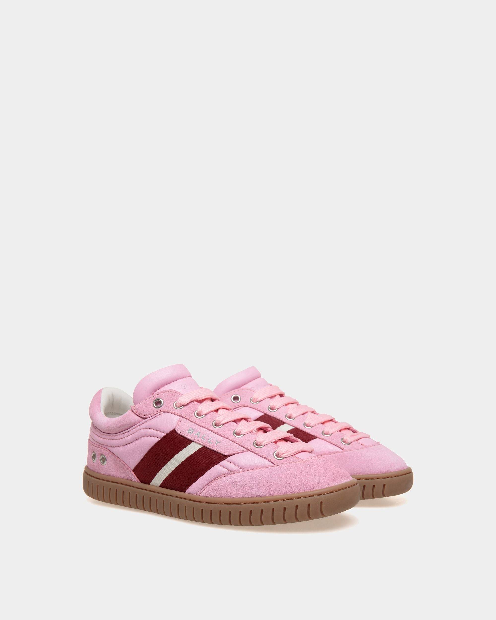 Player | Women's Sneaker in Pink Leather and Suede | Bally | Still Life 3/4 Front