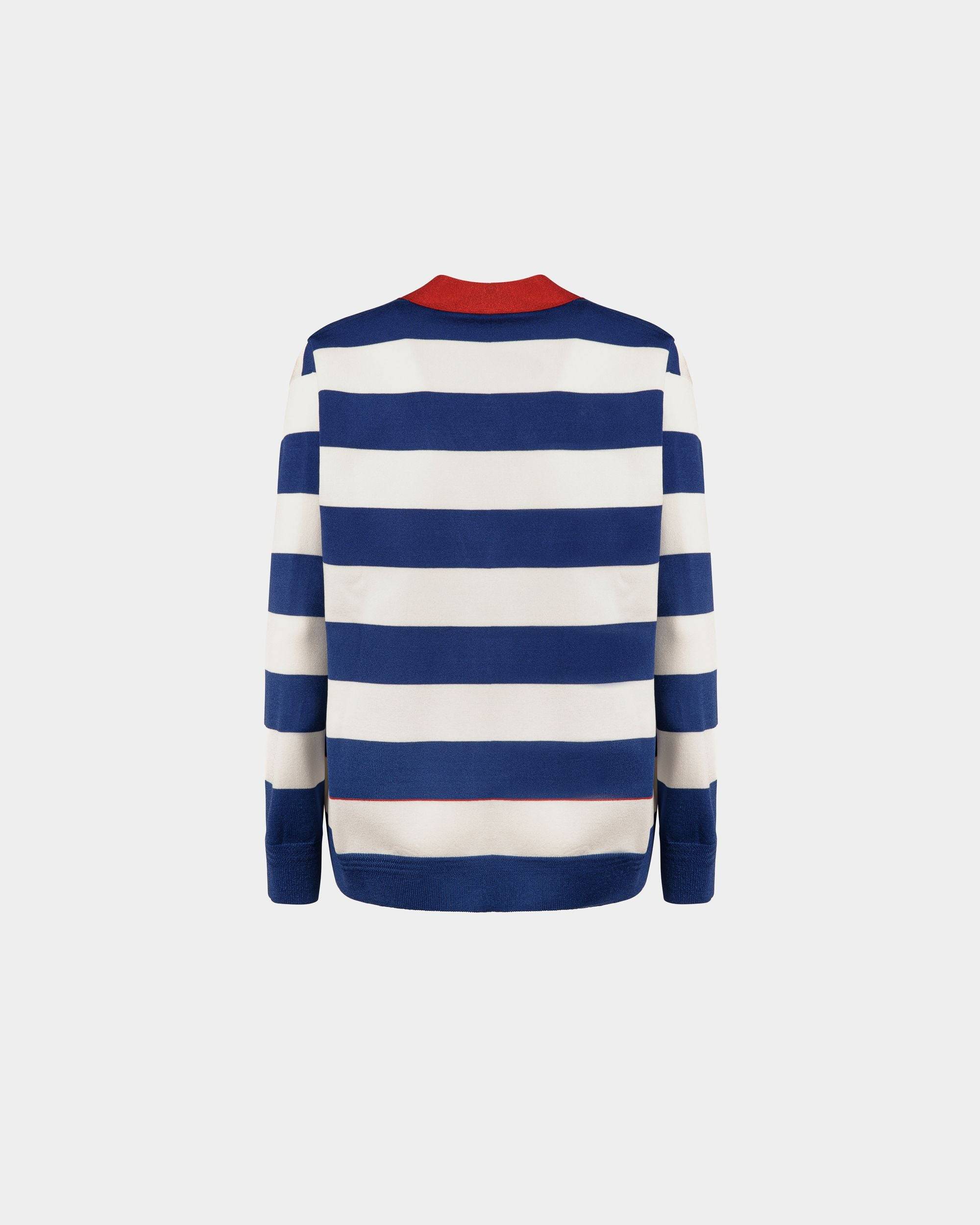 Women's White And Blue Striped Cardigan | Bally | Still Life Back