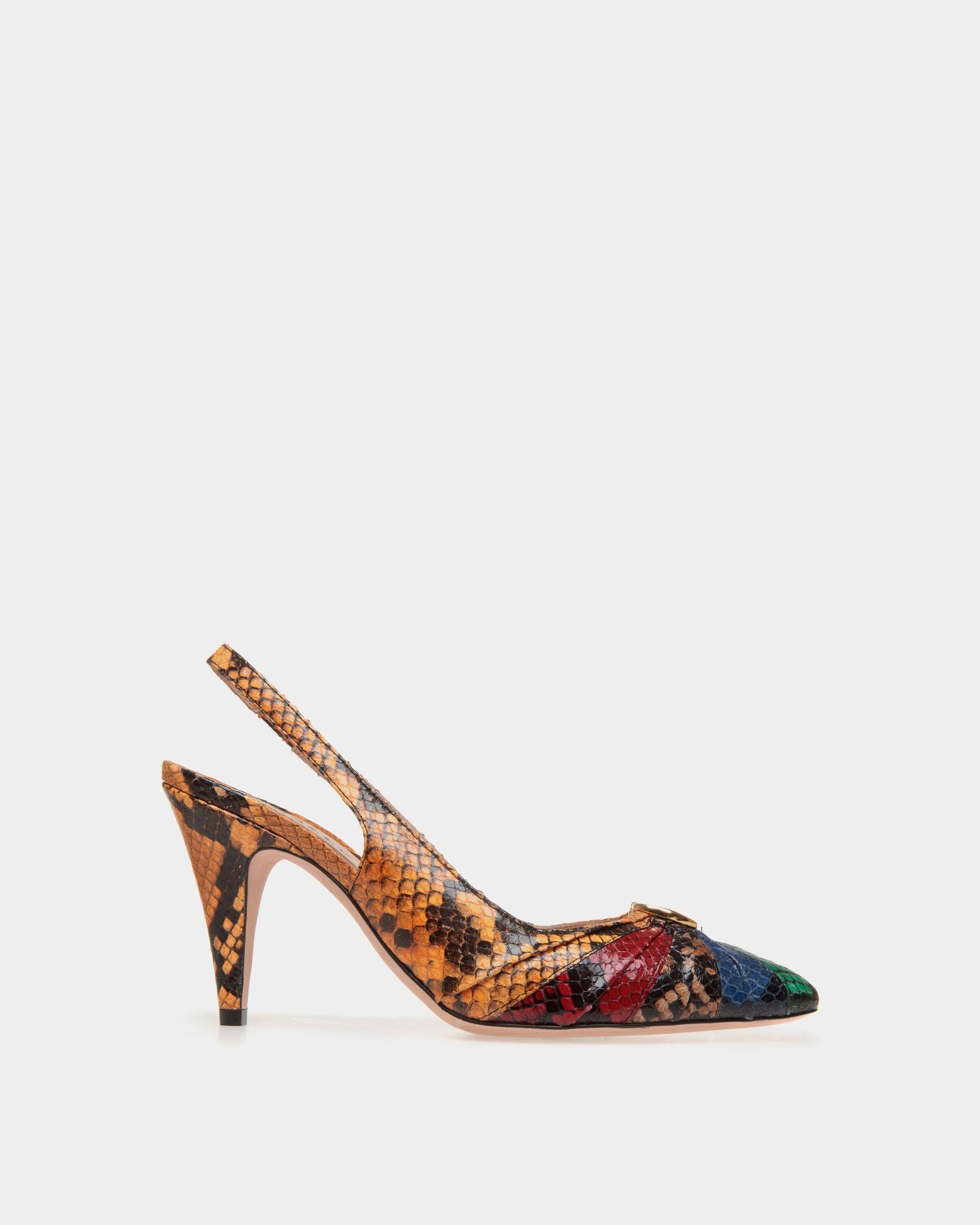 Escarpin Slingback Jolene En Cuir Imprim Python Multicolore
