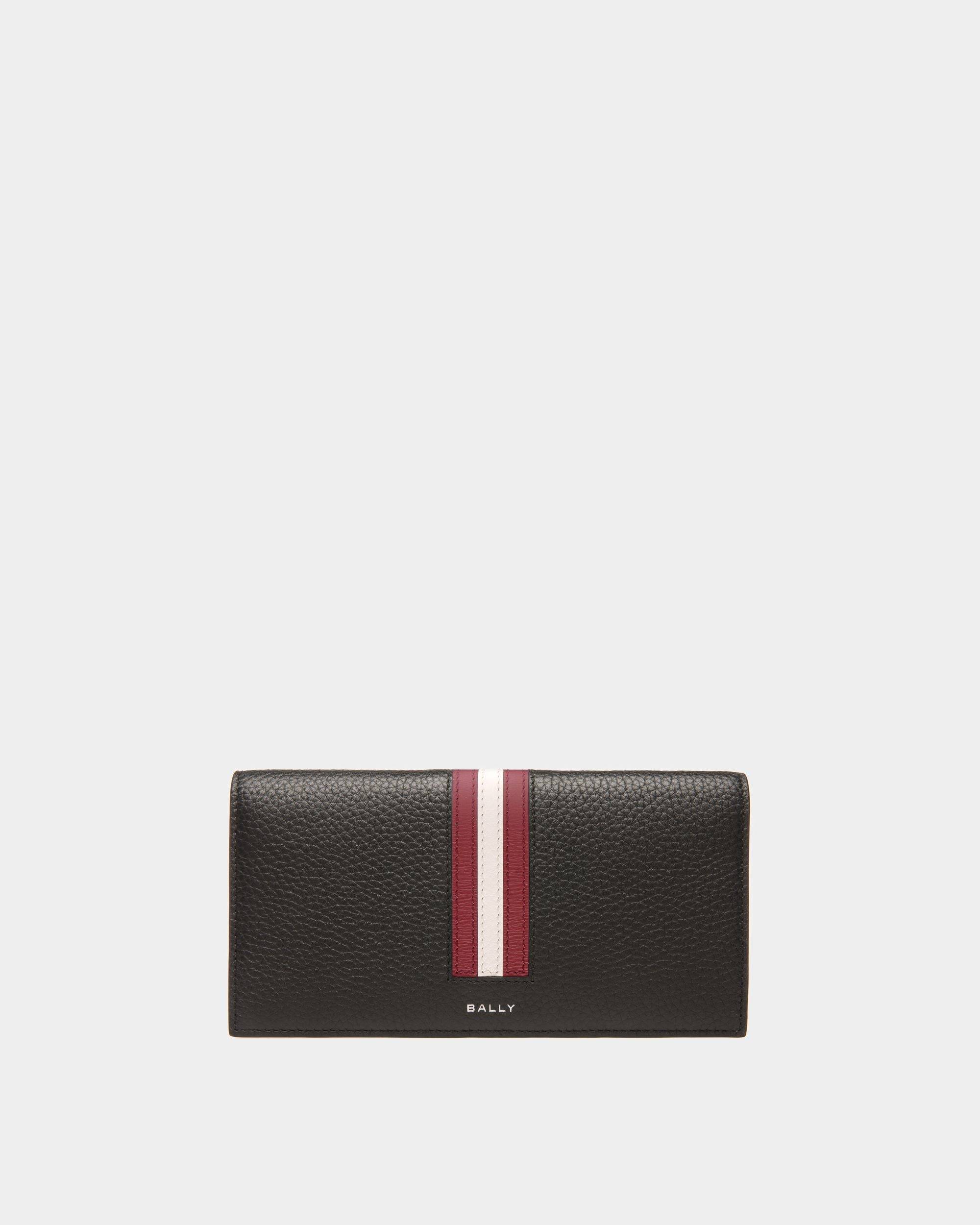 Men's Ribbon Continental Wallet in Black Grained Leather | Bally | Still Life Front