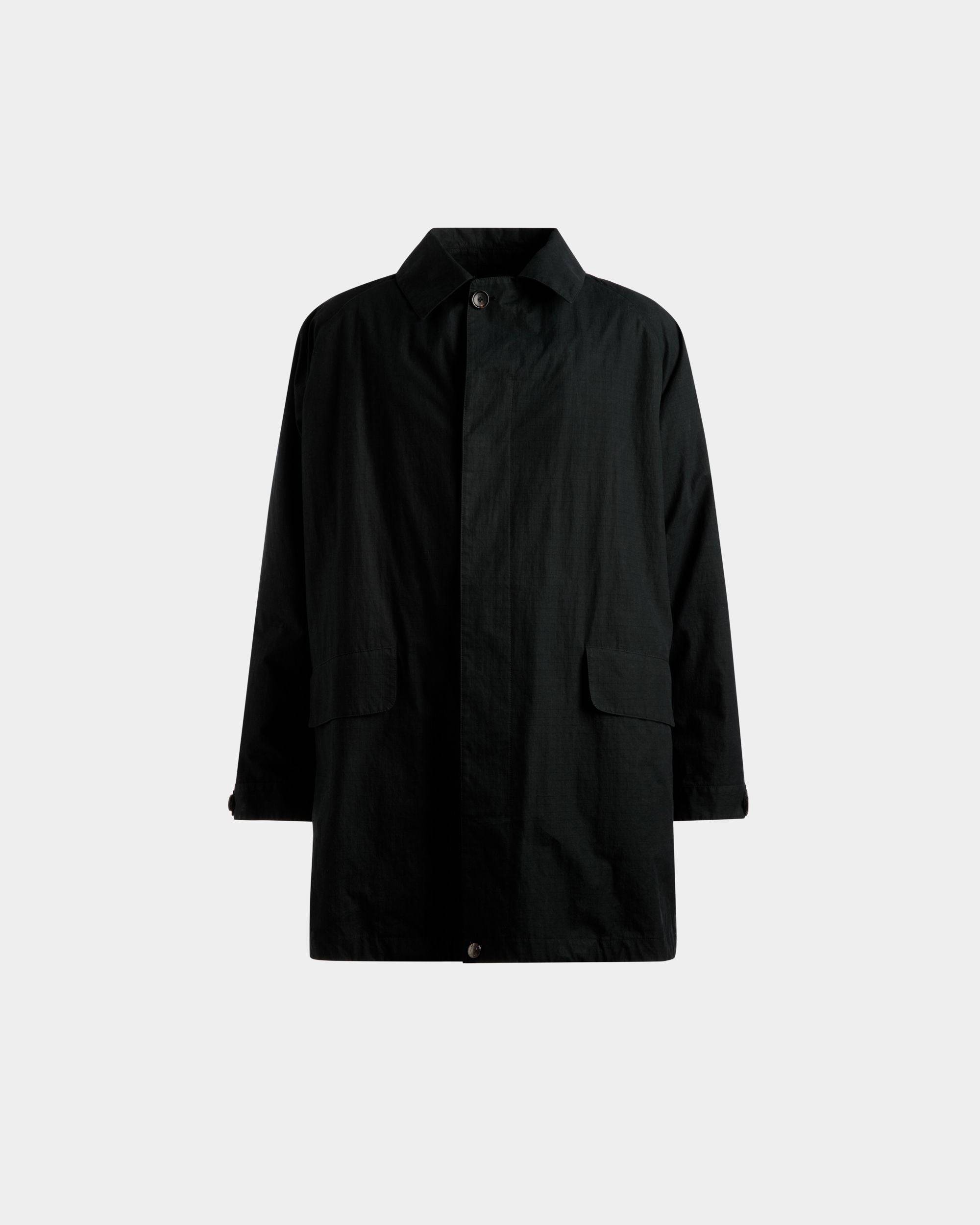 Men's Duster Coat In Black Polyamide | Bally | Still Life Front