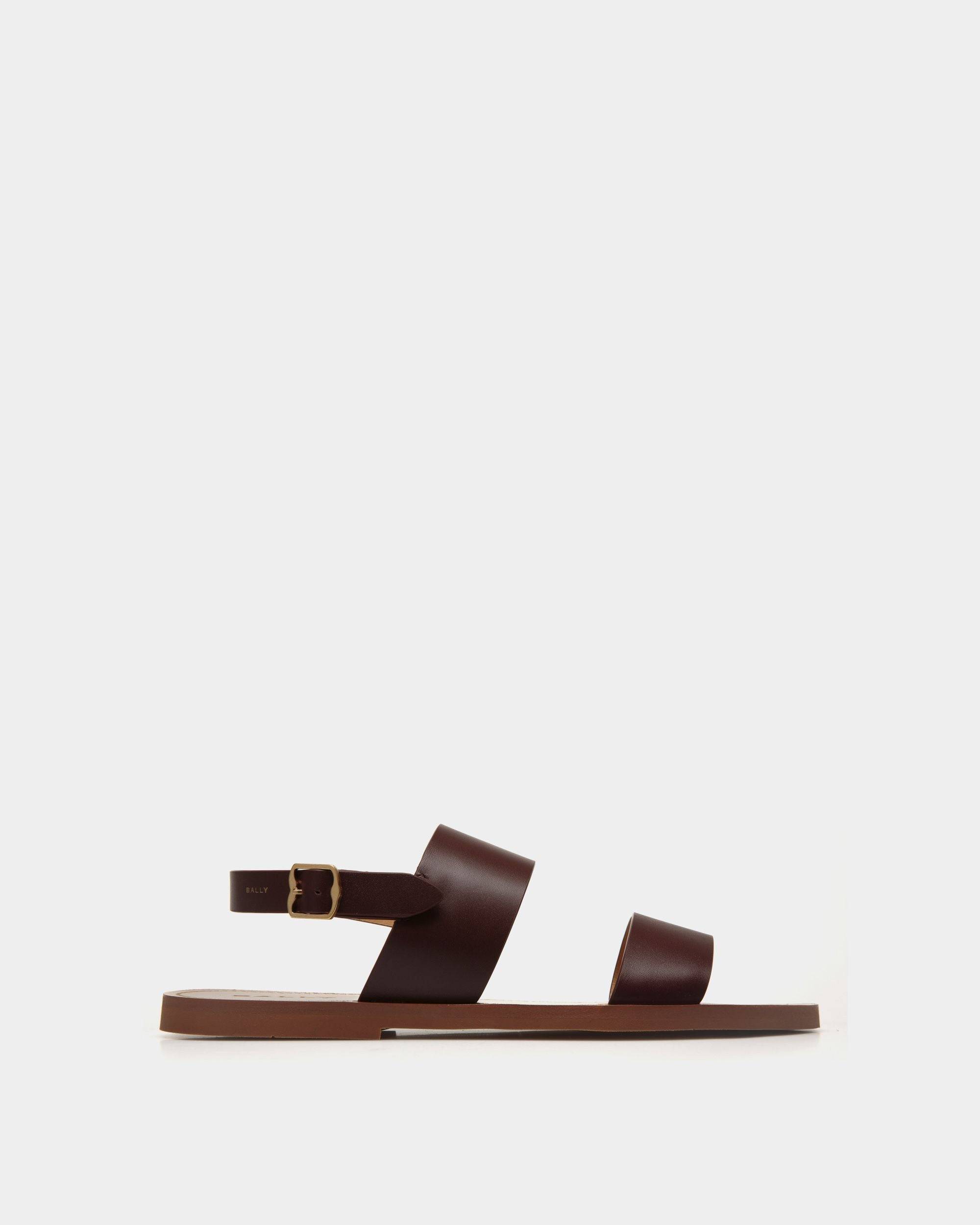 Men's Chateau Sandal in Chestnut Brown Leather | Bally | Still Life Side