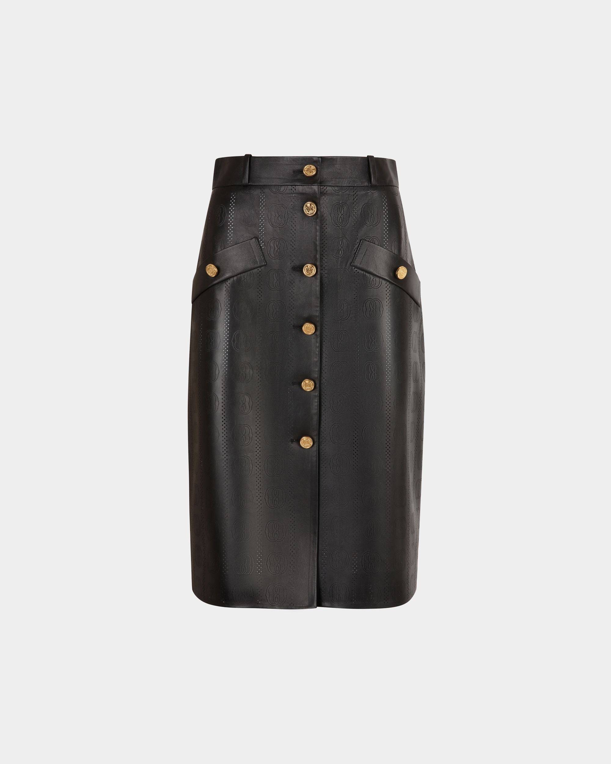 Women's Midi Skirt In Black Leather | Bally | Still Life Front