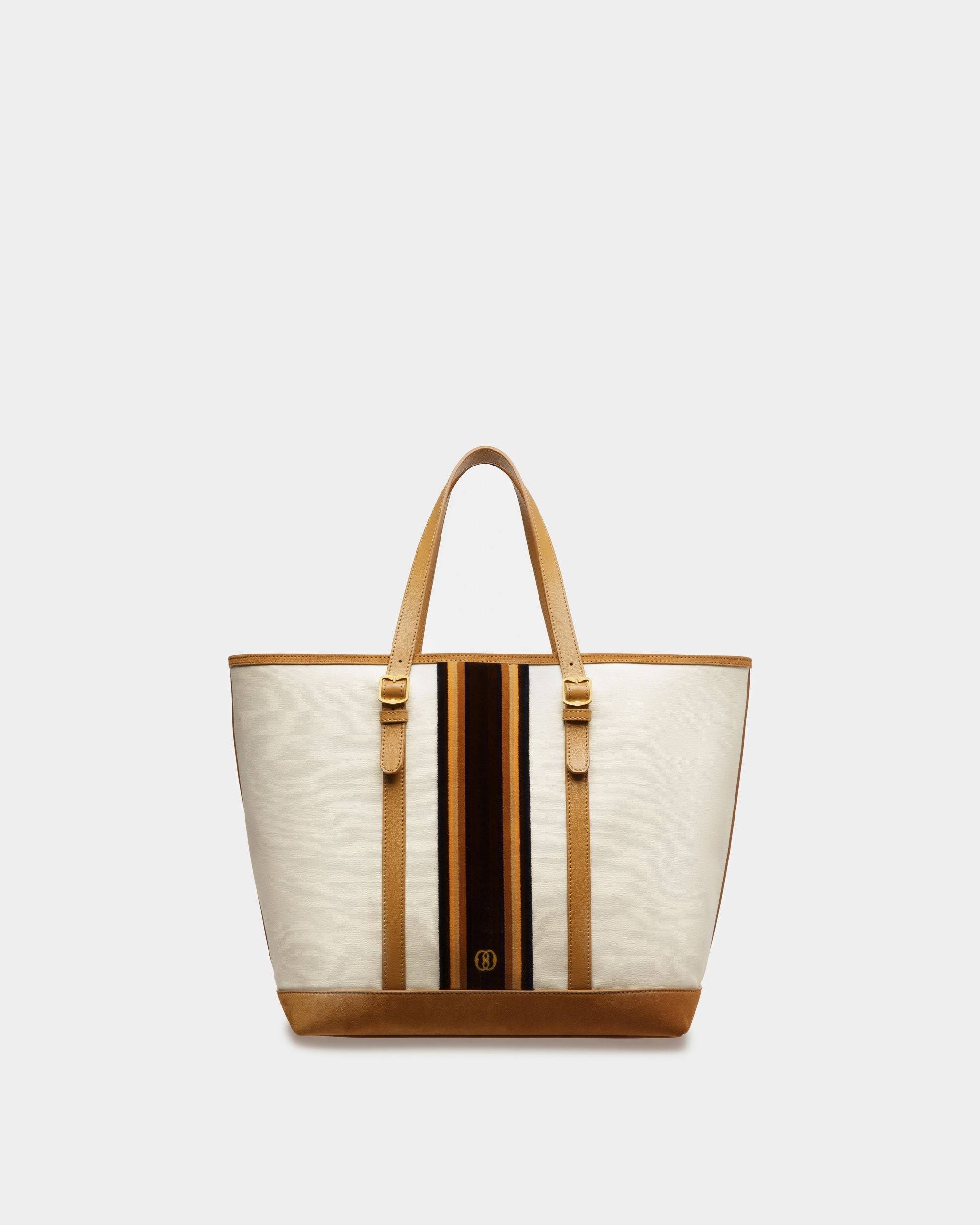Men's Gare Tote Bag In Natural And Desert Fabric | Bally | Still Life Front