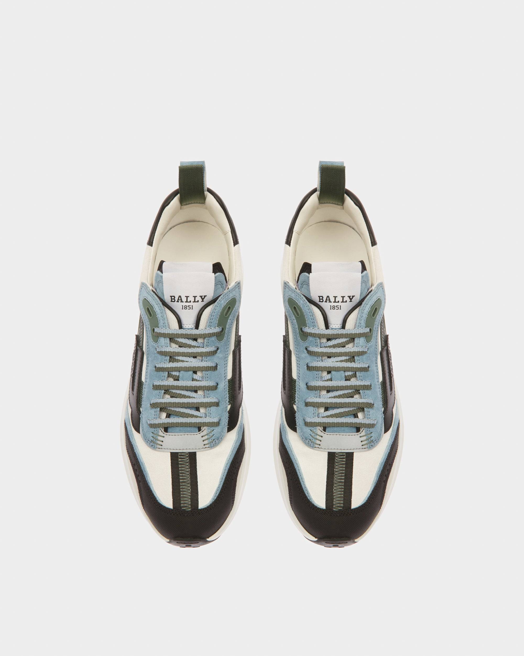 Darky Sneakers En Cuir Noir, Blanc Poensière Et Bleu Clair - Bally - 02