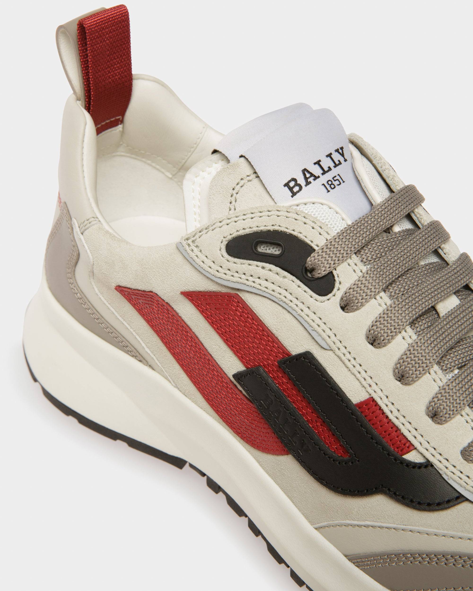 Darky Sneakers En Cuir Noir, Blanc Poensière Et Rouge - Bally - 05