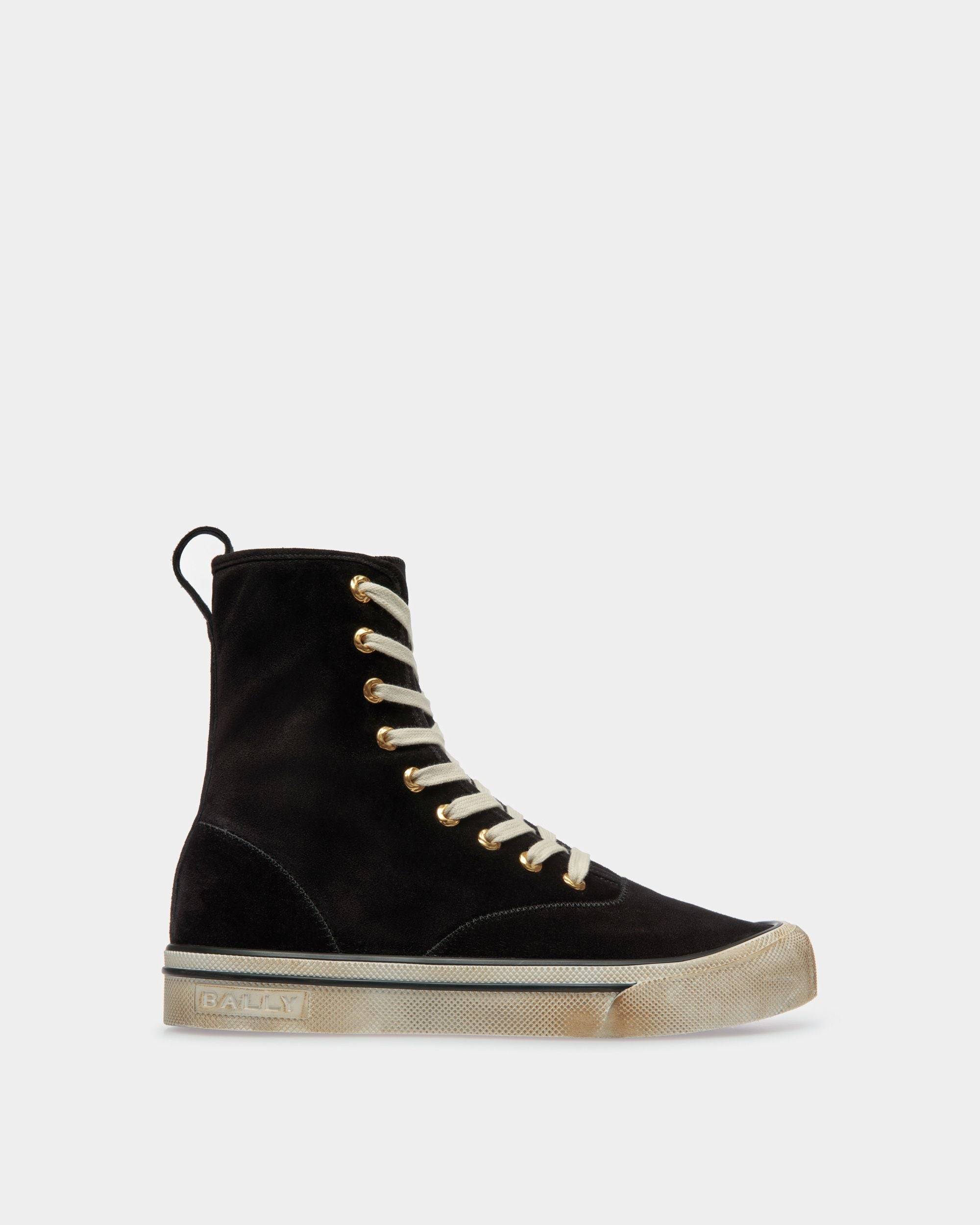 Men's Santa Ana High Top Sneakers In Black Suede | Bally | Still Life Side