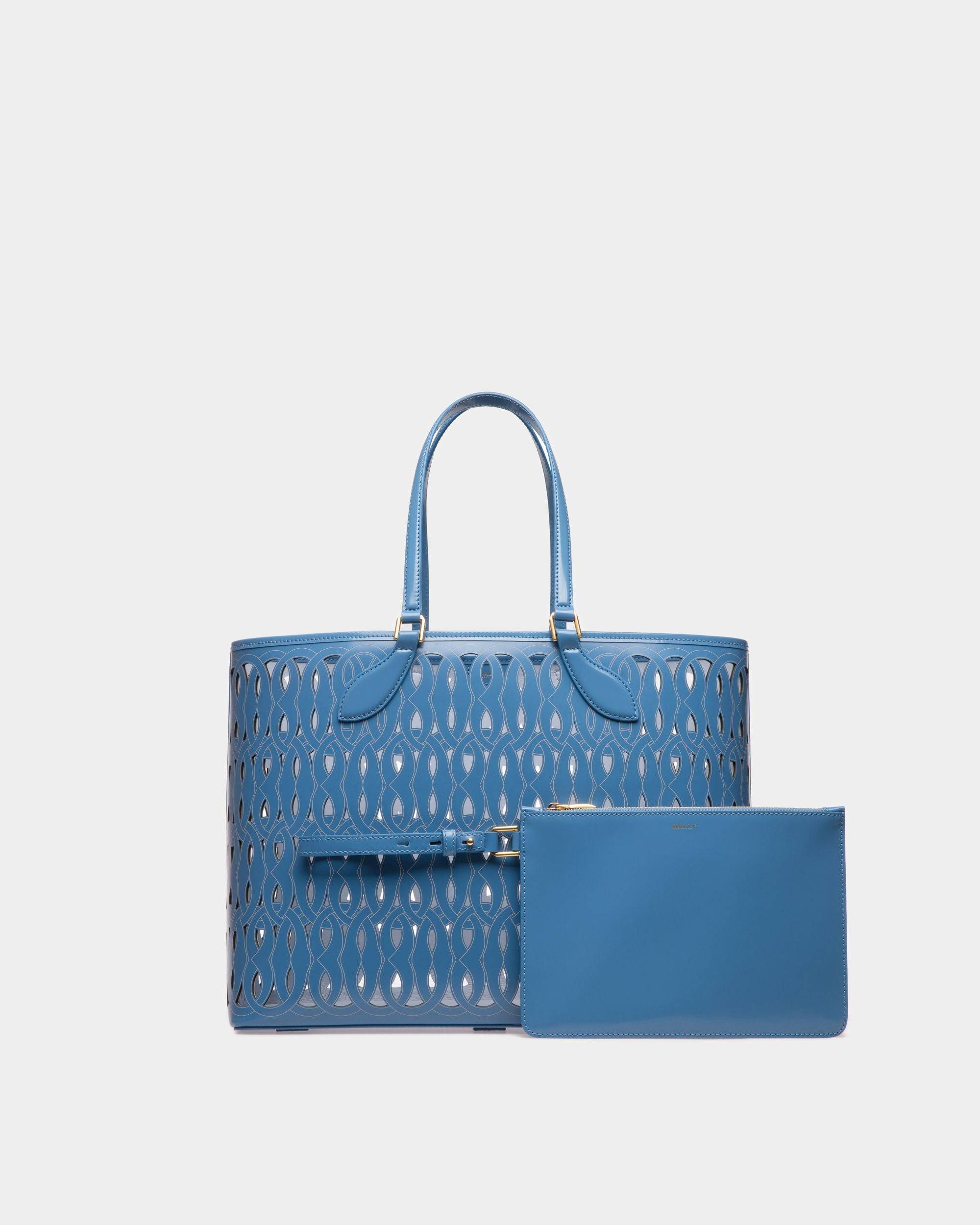 Women's Lago Tote Bag In Blue Leather | Bally | Still Life Front