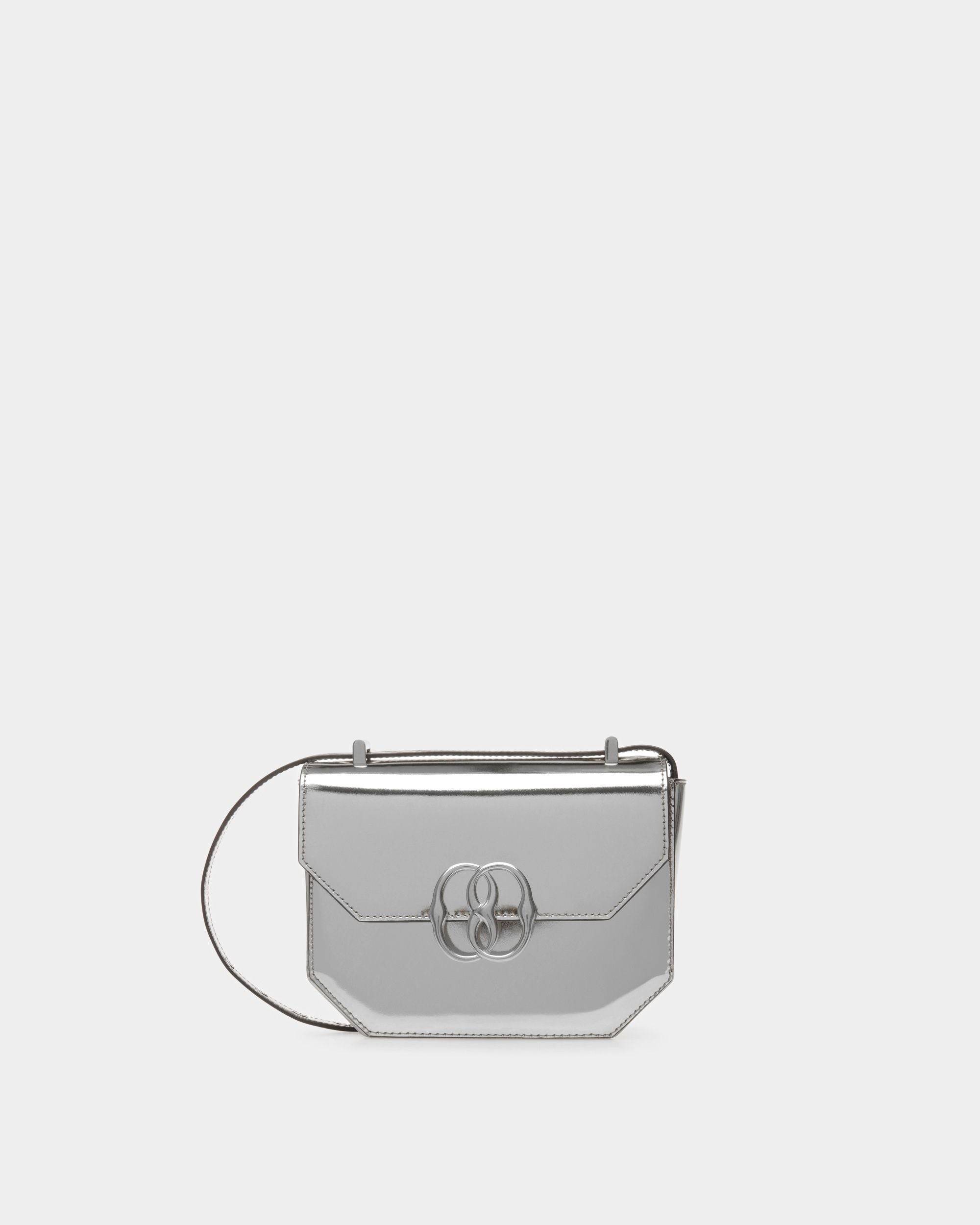 Women's Emblem Minibag In Silver Leather | Bally | Still Life Front