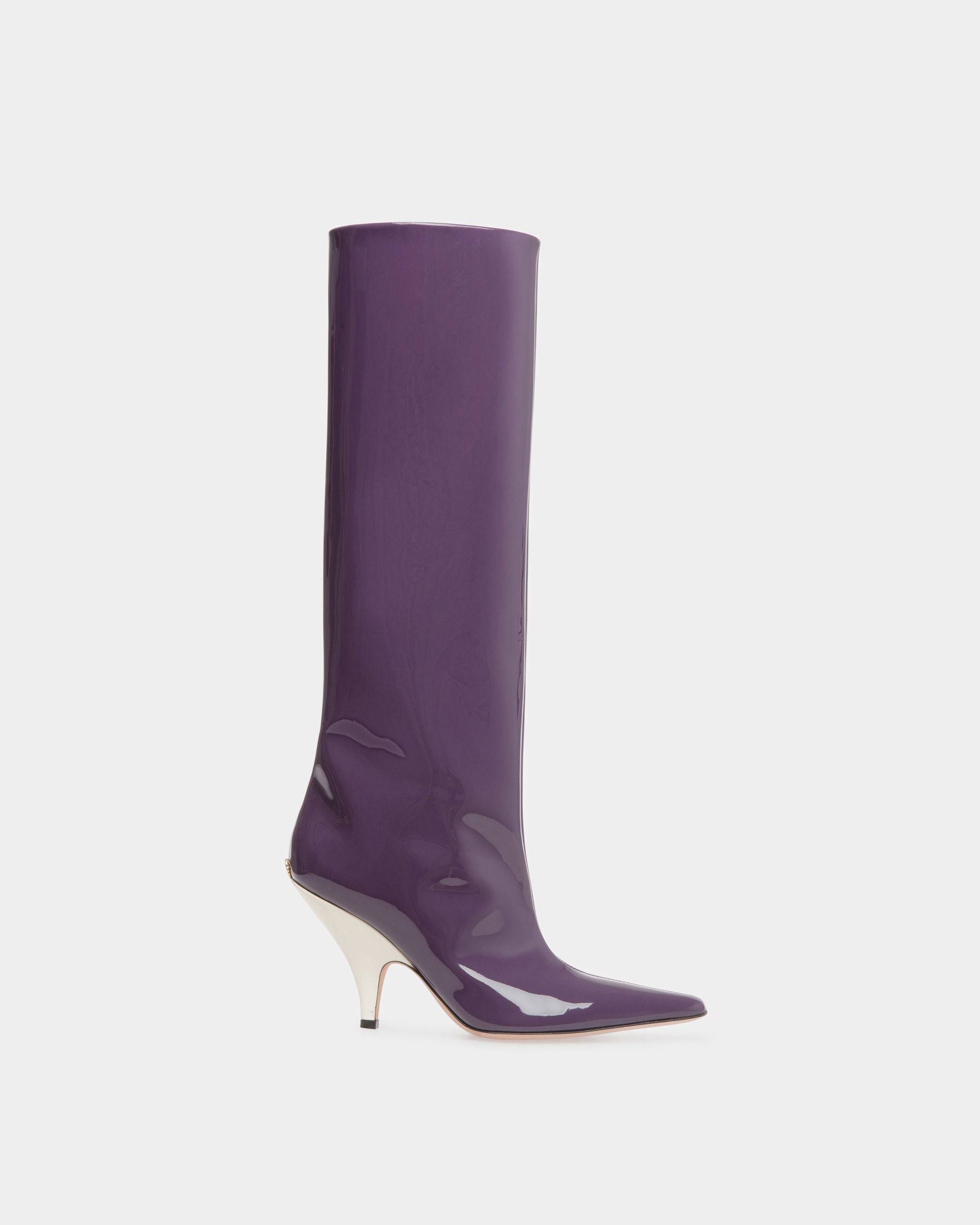 Women's Katy Long Boots In Orchid Leather | Bally | Still Life Side