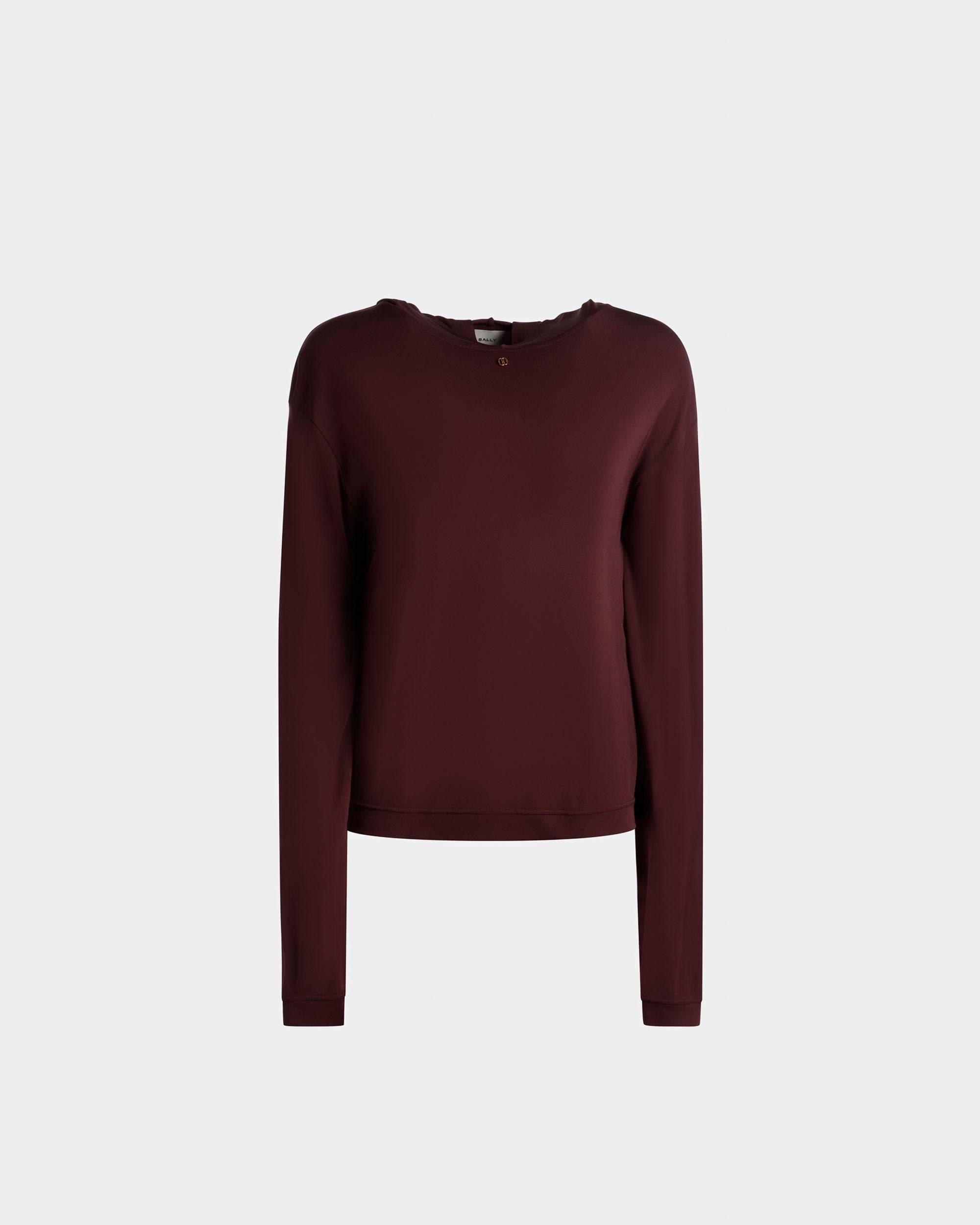 Women's Hooded Sweatshirt In Burgundy Fabric | Bally | Still Life Front
