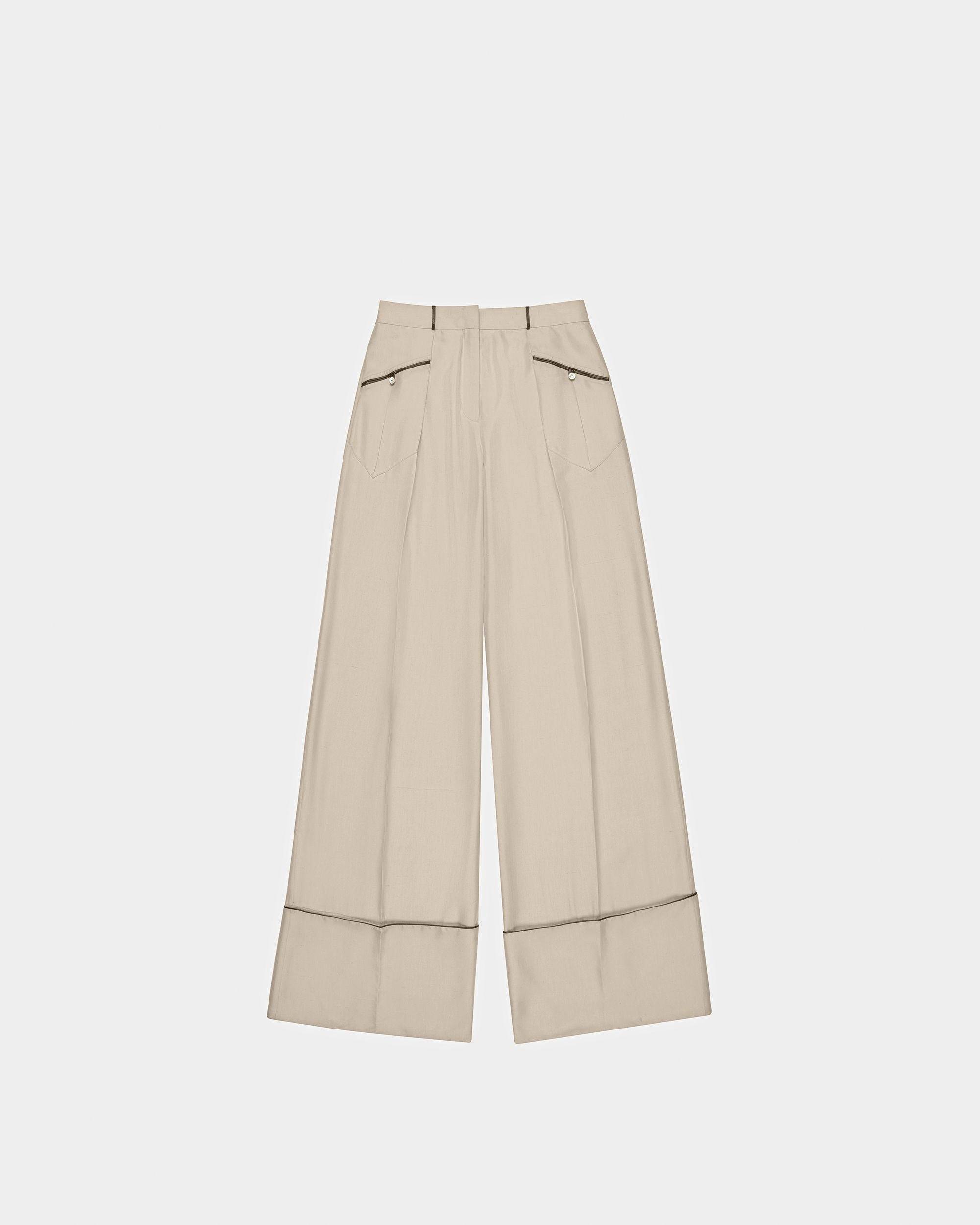 Pantalon En Soie À Jambe Large De Couleur Ivoire - Bally - 06