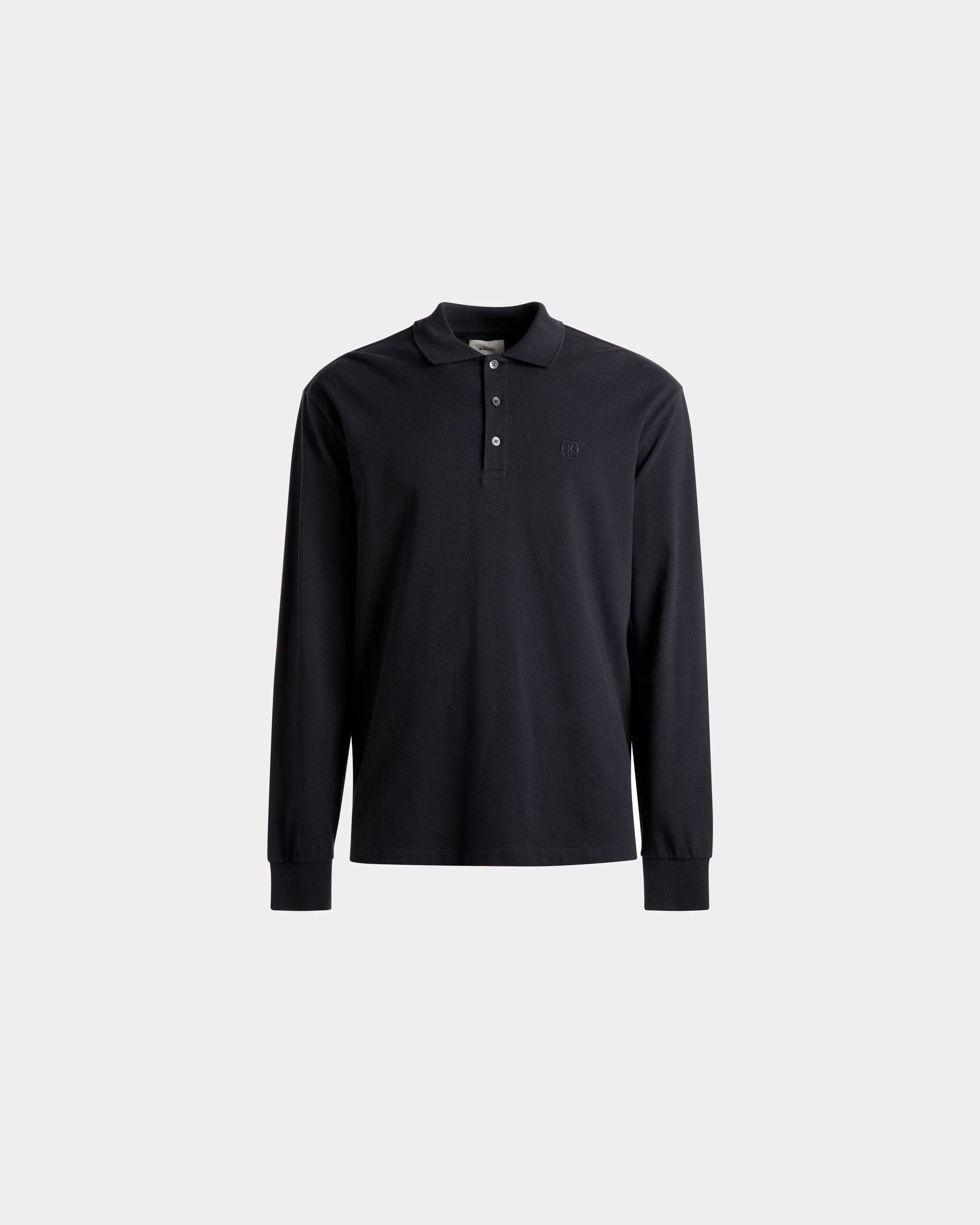Langarm-Poloshirt | Polohemd für Herren | Baumwolle in Mitternachtsblau | Bally | Still Life Vorderseite