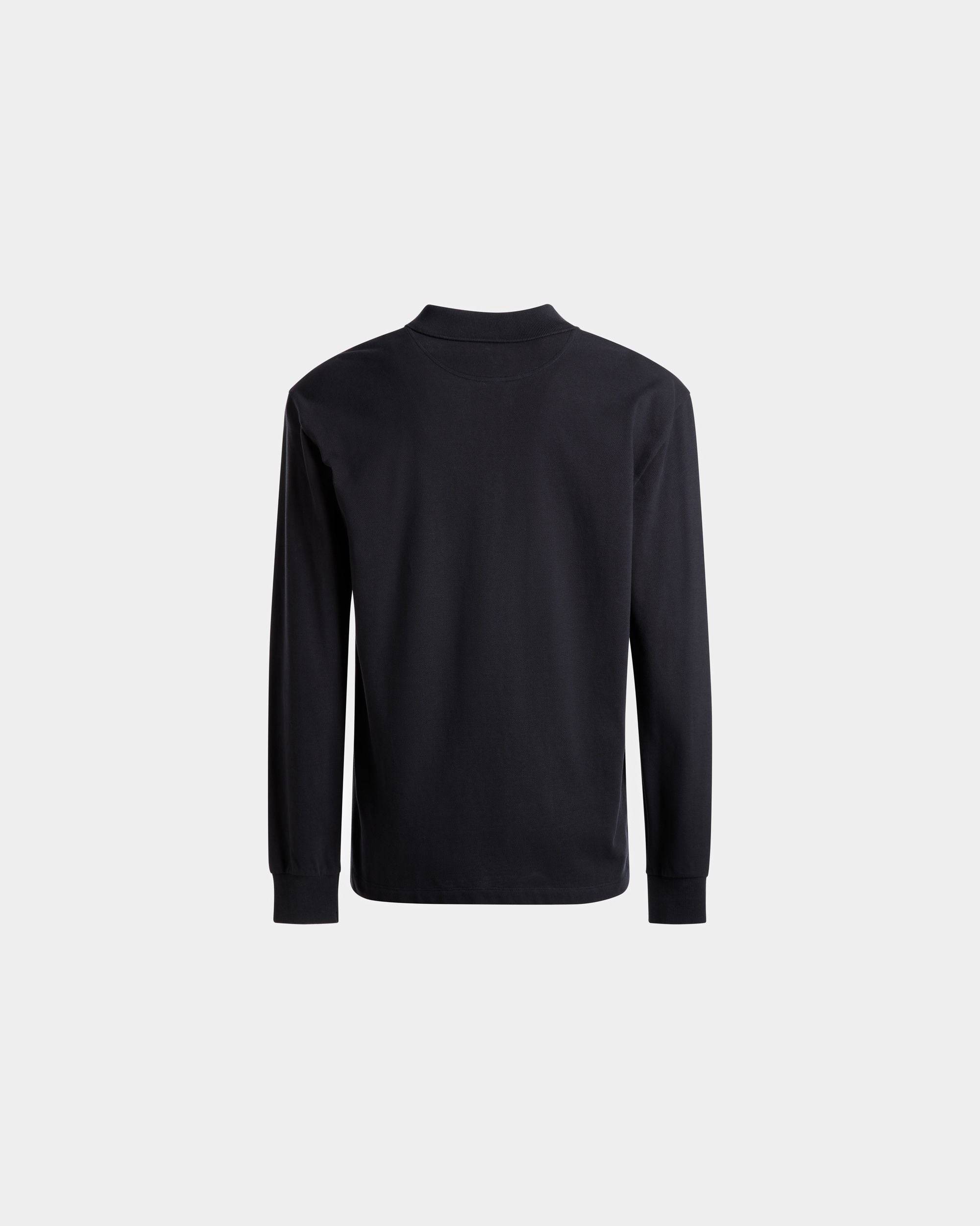 Langarm-Poloshirt | Polohemd für Herren | Baumwolle in Mitternachtsblau | Bally | Still Life Rückseite