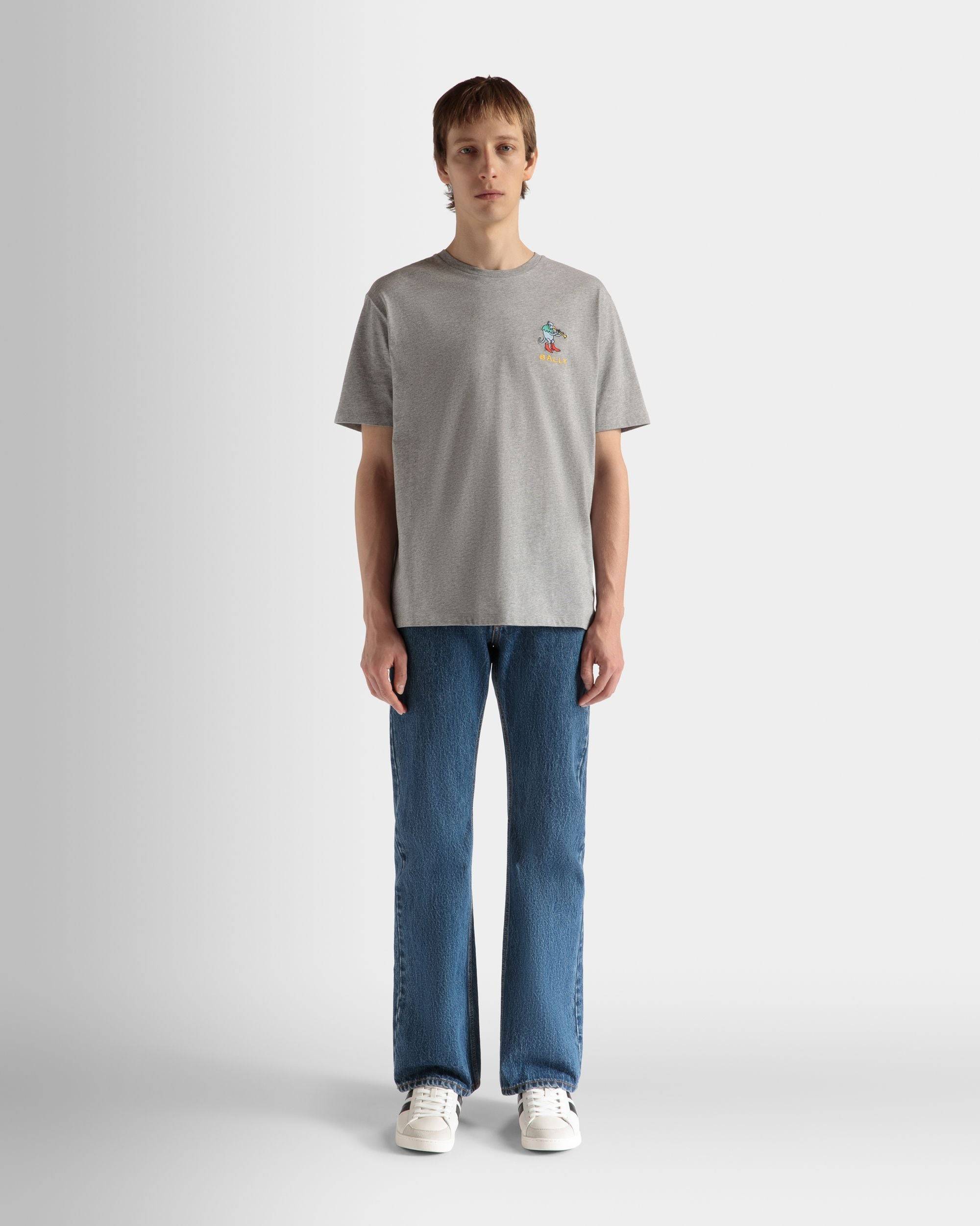 T-Shirt Aus Melierter Baumwolle In Grau - Herren - Bally - 02