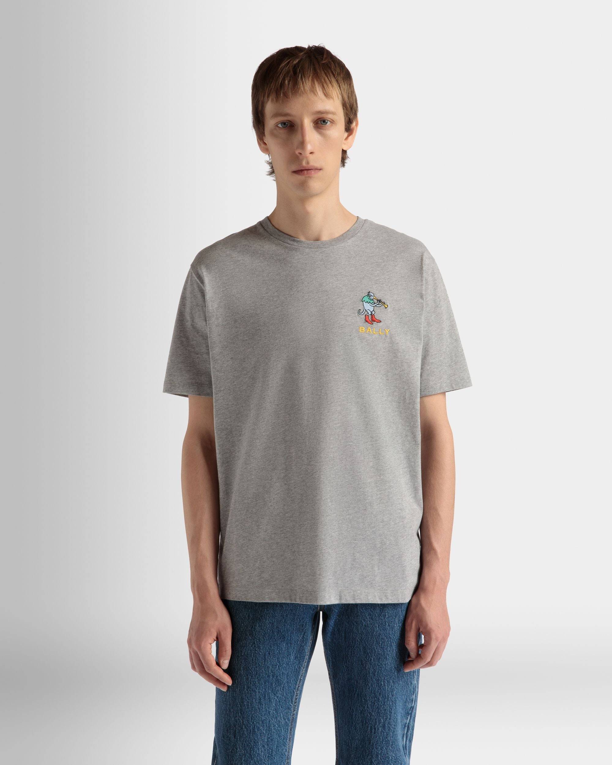 T-Shirt Aus Melierter Baumwolle In Grau - Herren - Bally - 03