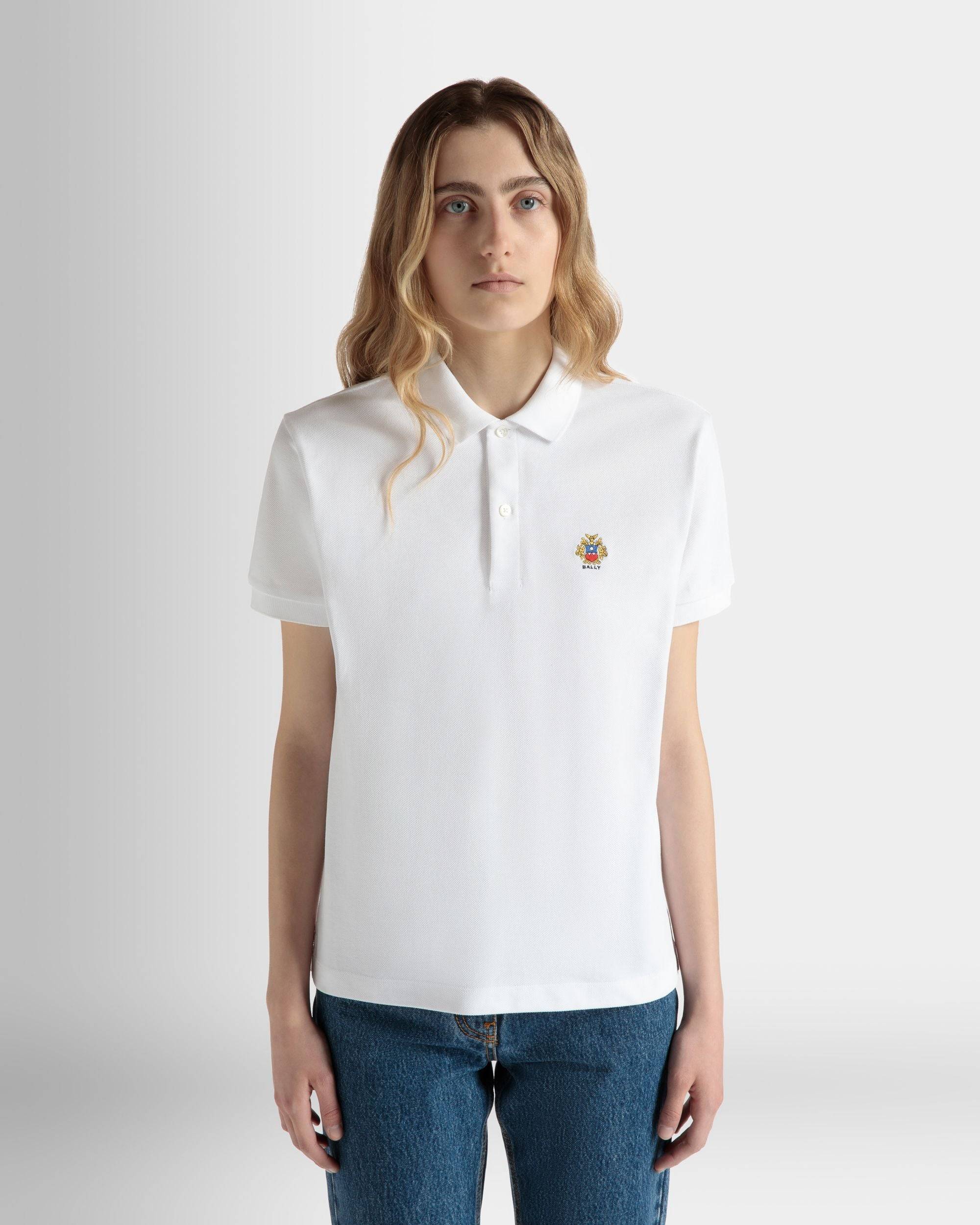 Kurzärmeliges Poloshirt Aus Baumwolle In Weiß - Damen - Bally - 03