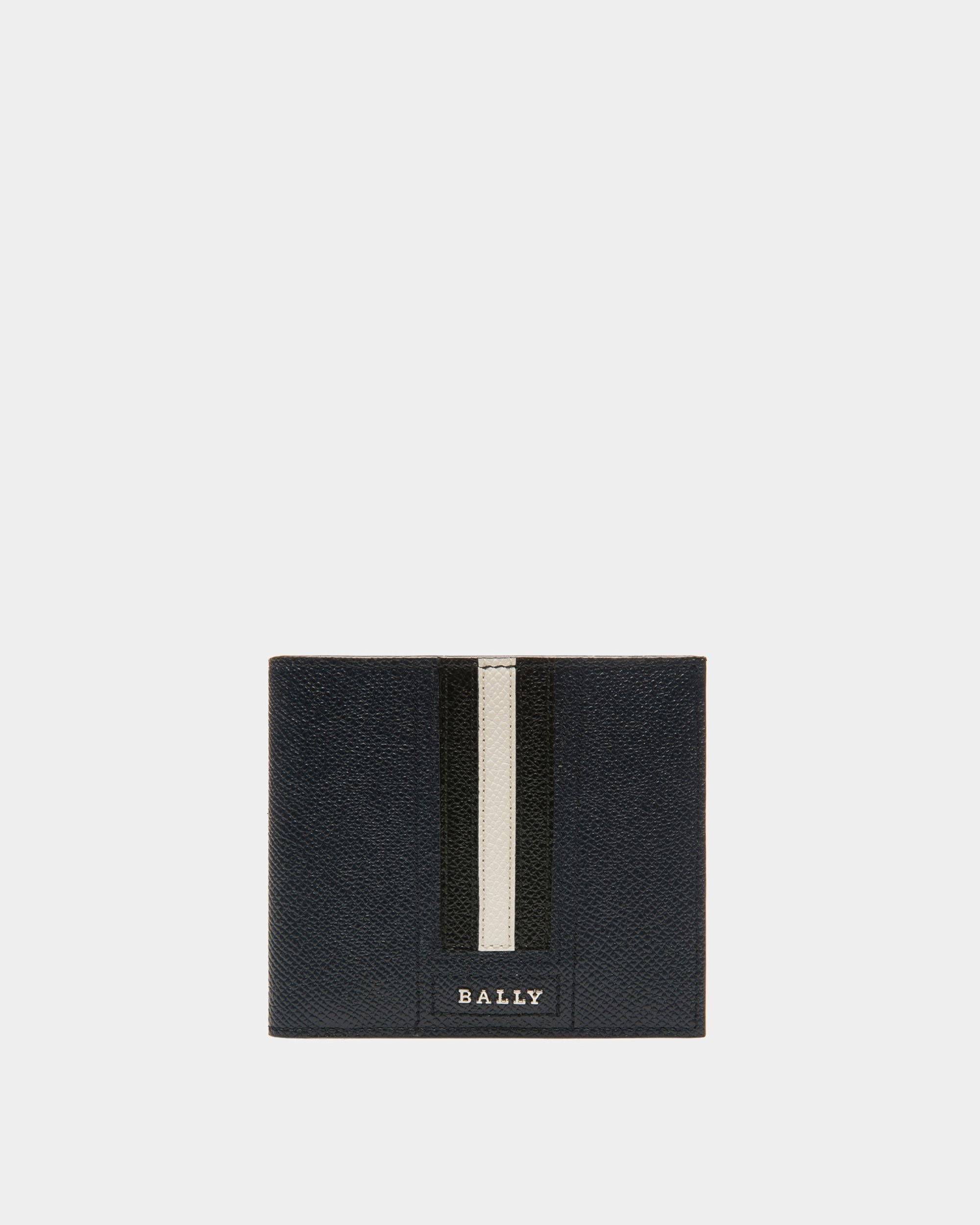 Men's Lettering Wallet In Blue Leather | Bally | Still Life Front