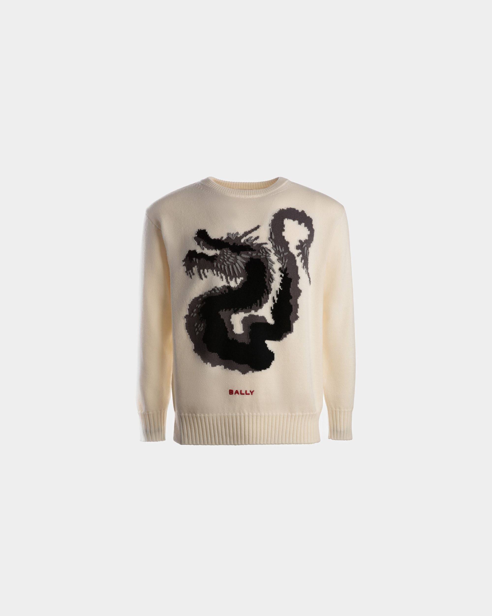 Men's Sweater in White Wool | Bally | Still Life Front