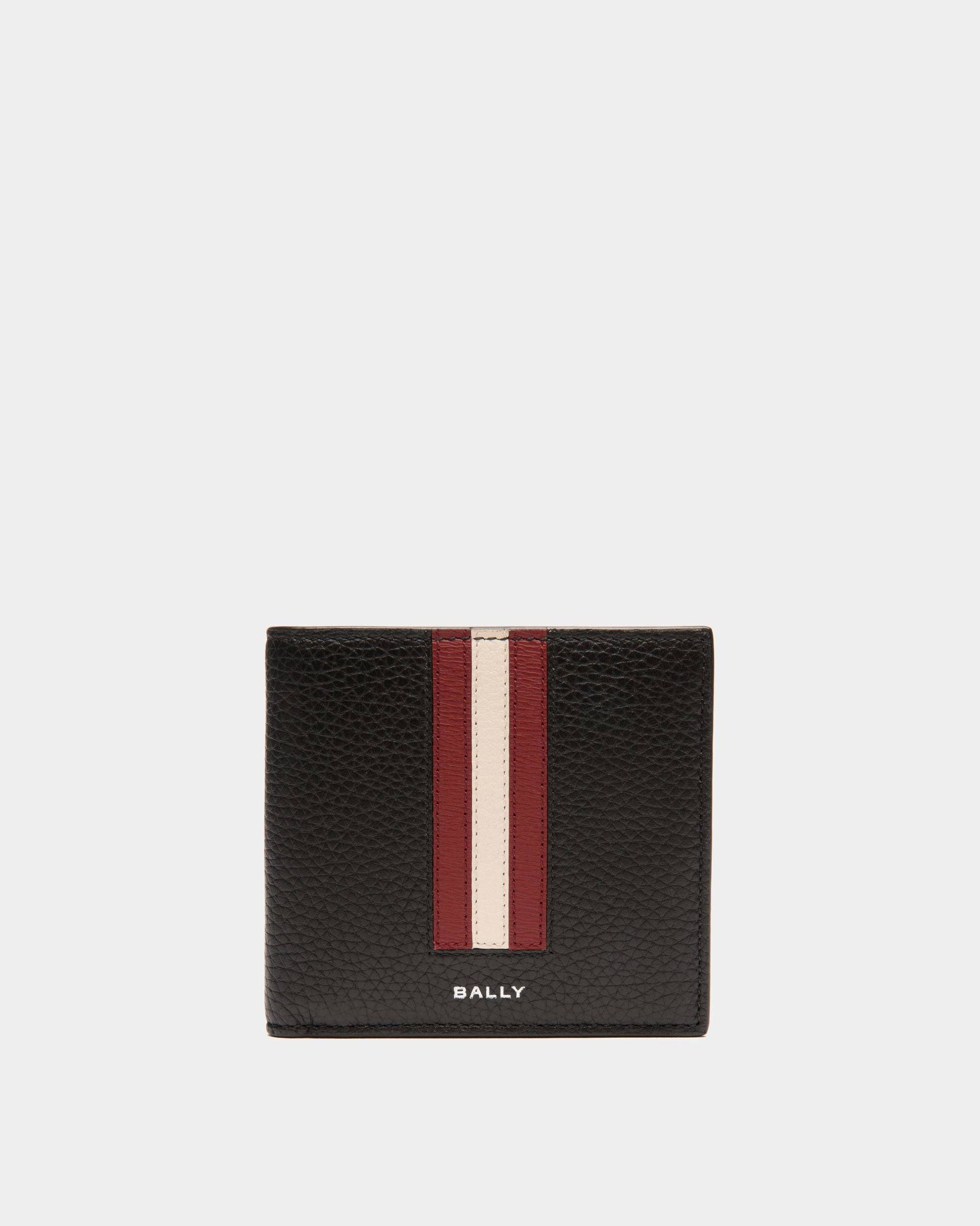 Men's Ribbon Bifold Wallet In Black Grained Leather | Bally | Still Life Front