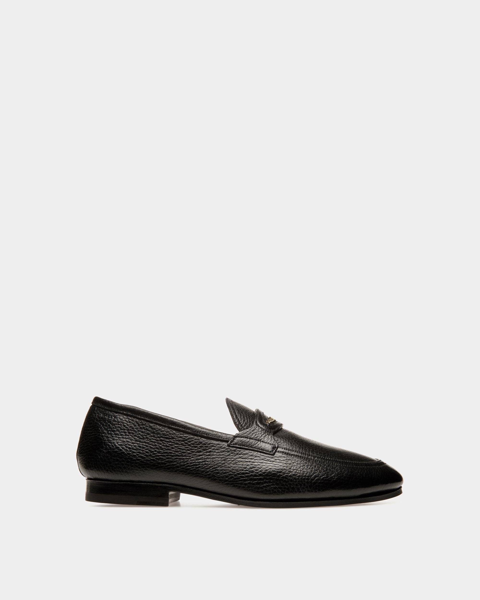 Men's Pesek Loafers In Black Leather | Bally | Still Life Side