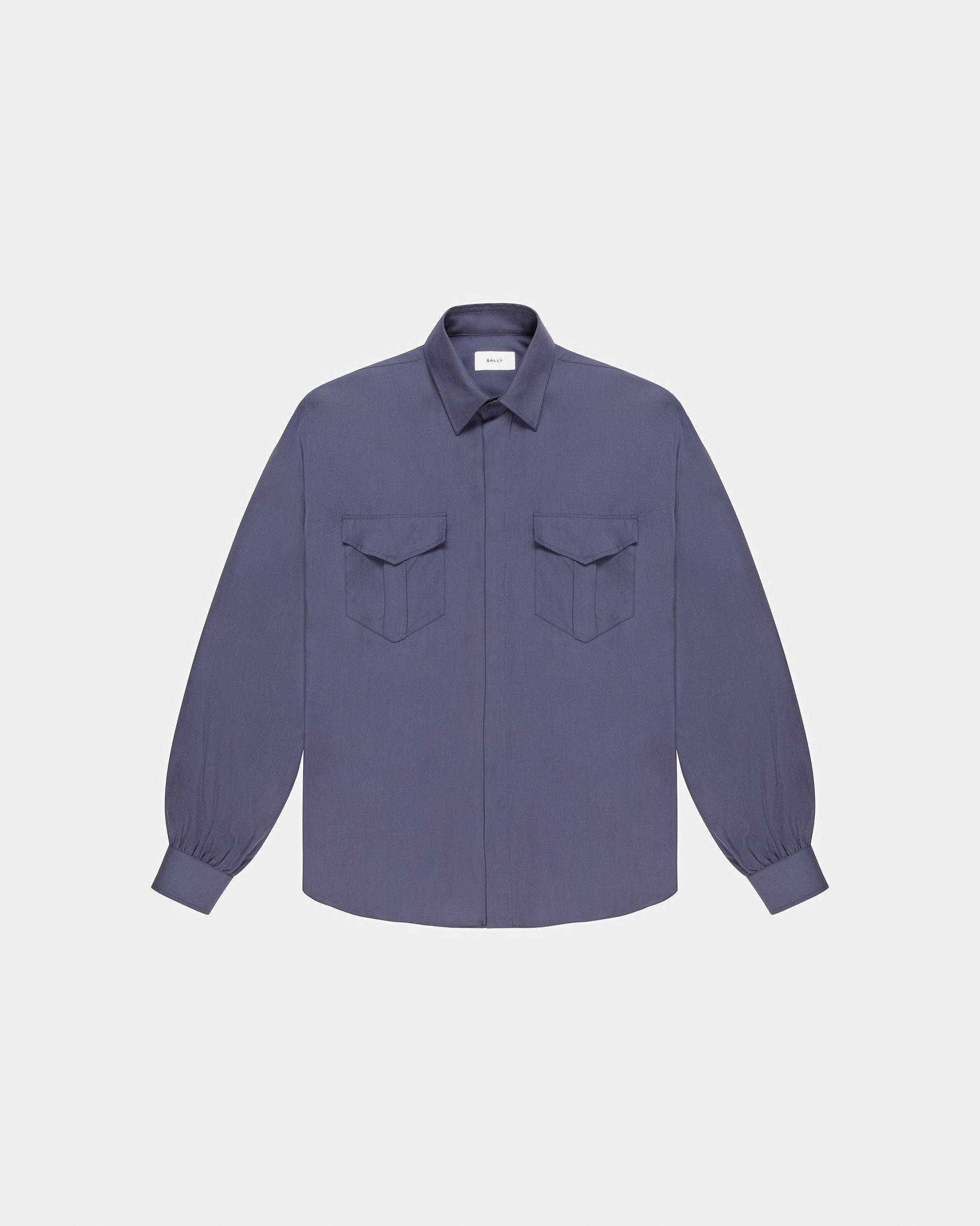Pocket Front Silk Shirt In Navy - Bally - 06