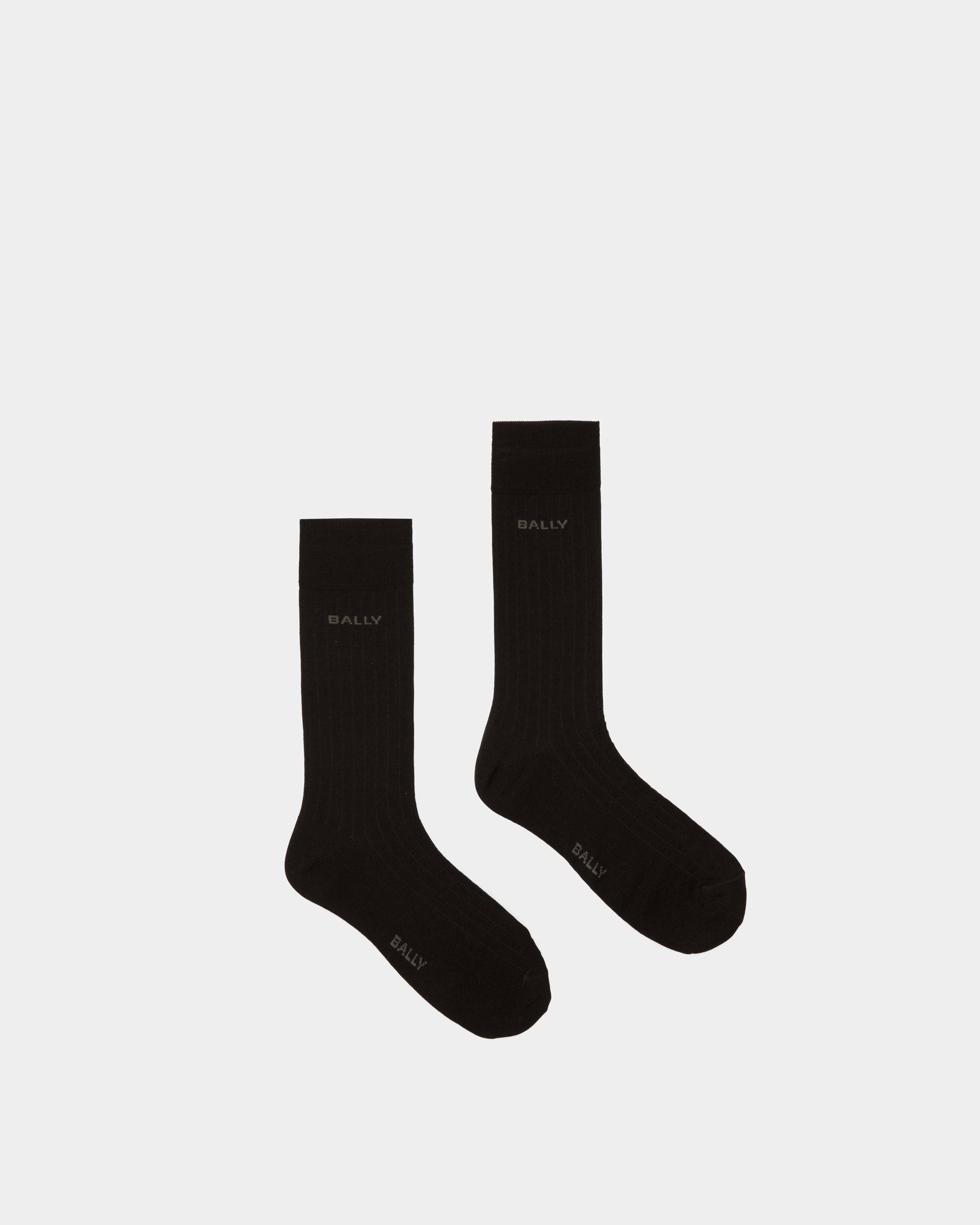 Men's Logo Socks In Black Cotton Mix | Bally | Still Life Top