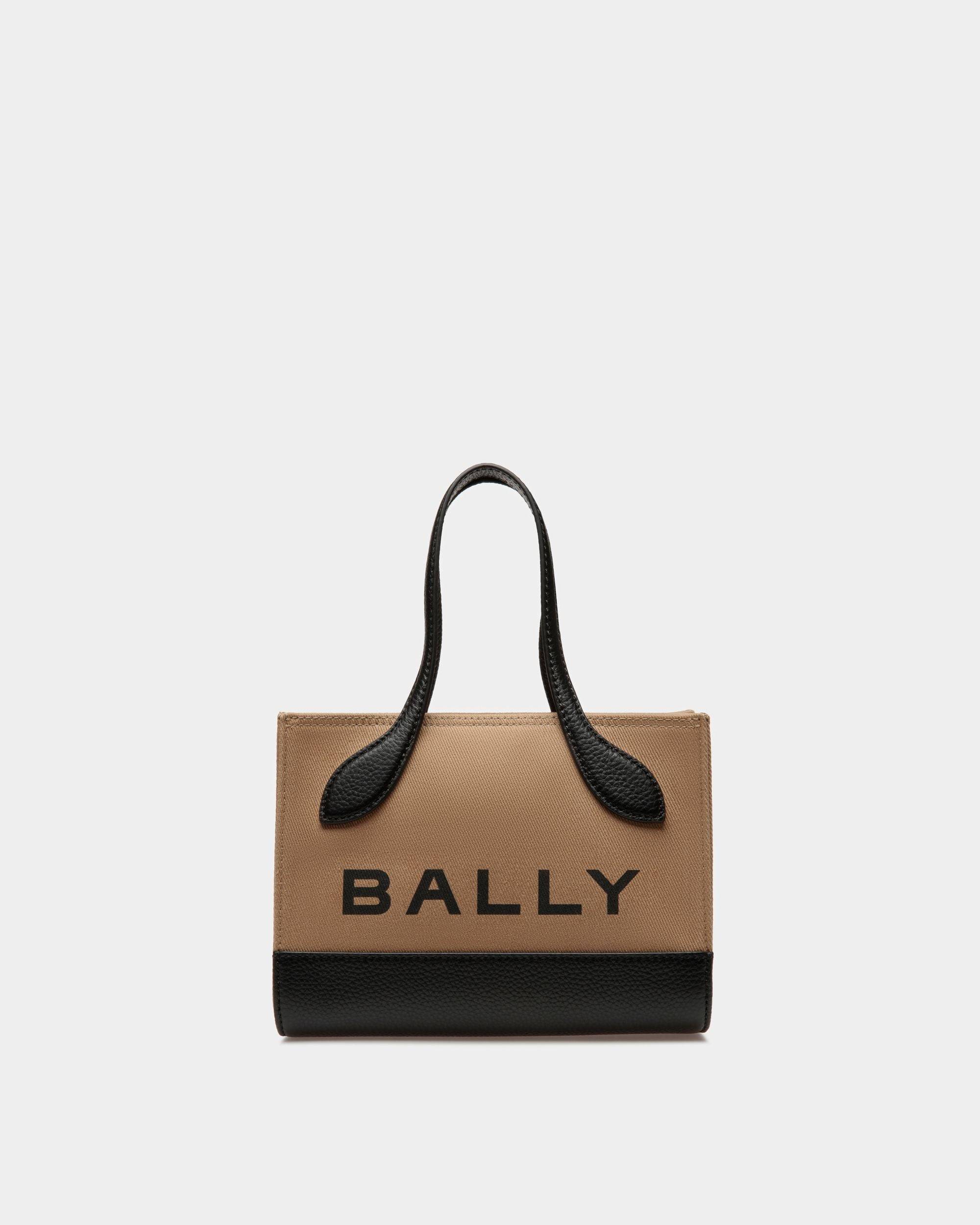 Women's Bar Minibag In Sand And Black Fabric | Bally | Still Life Front