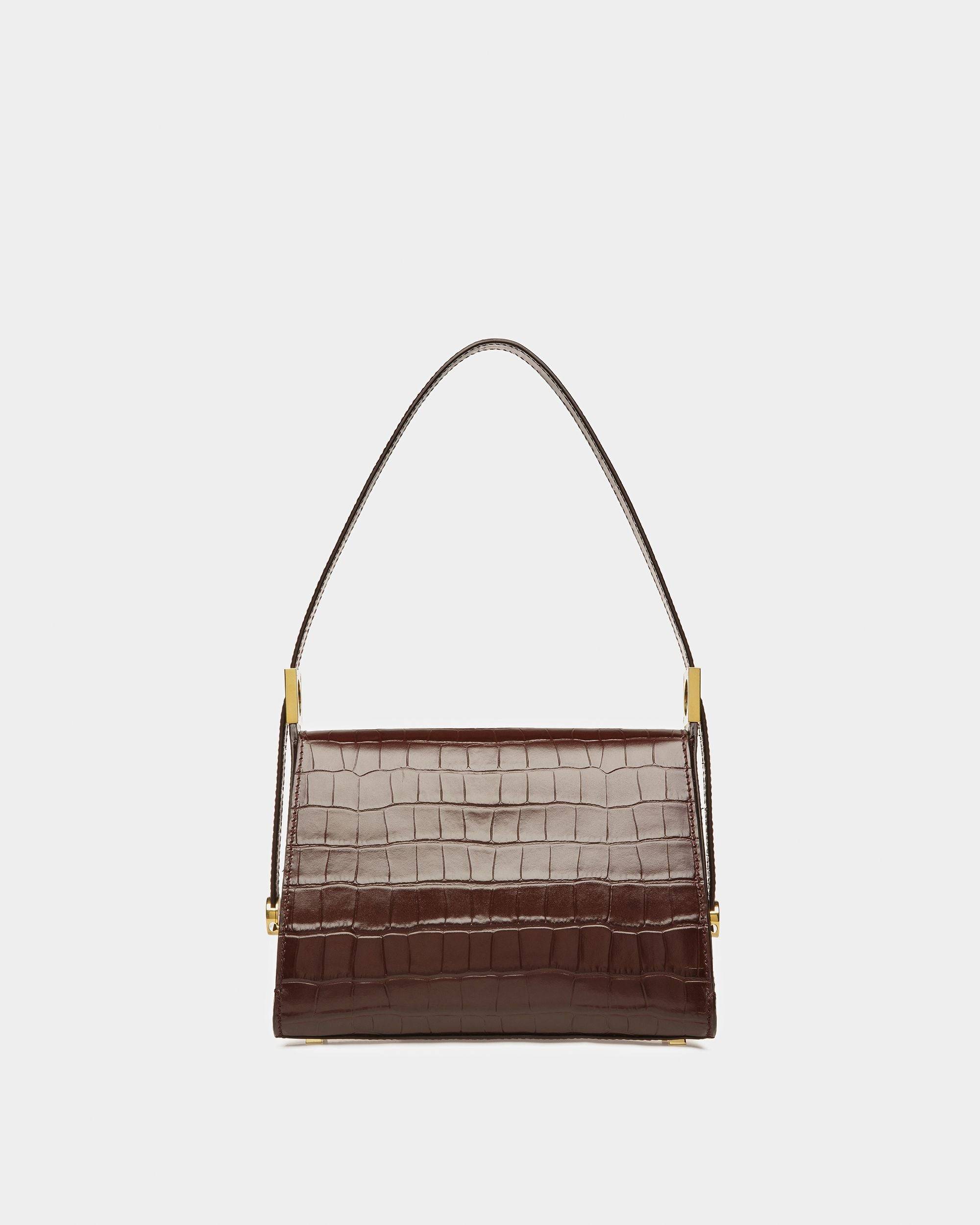 Emblem Top Handle In Crocodile Embossed Leather - Bally - 03