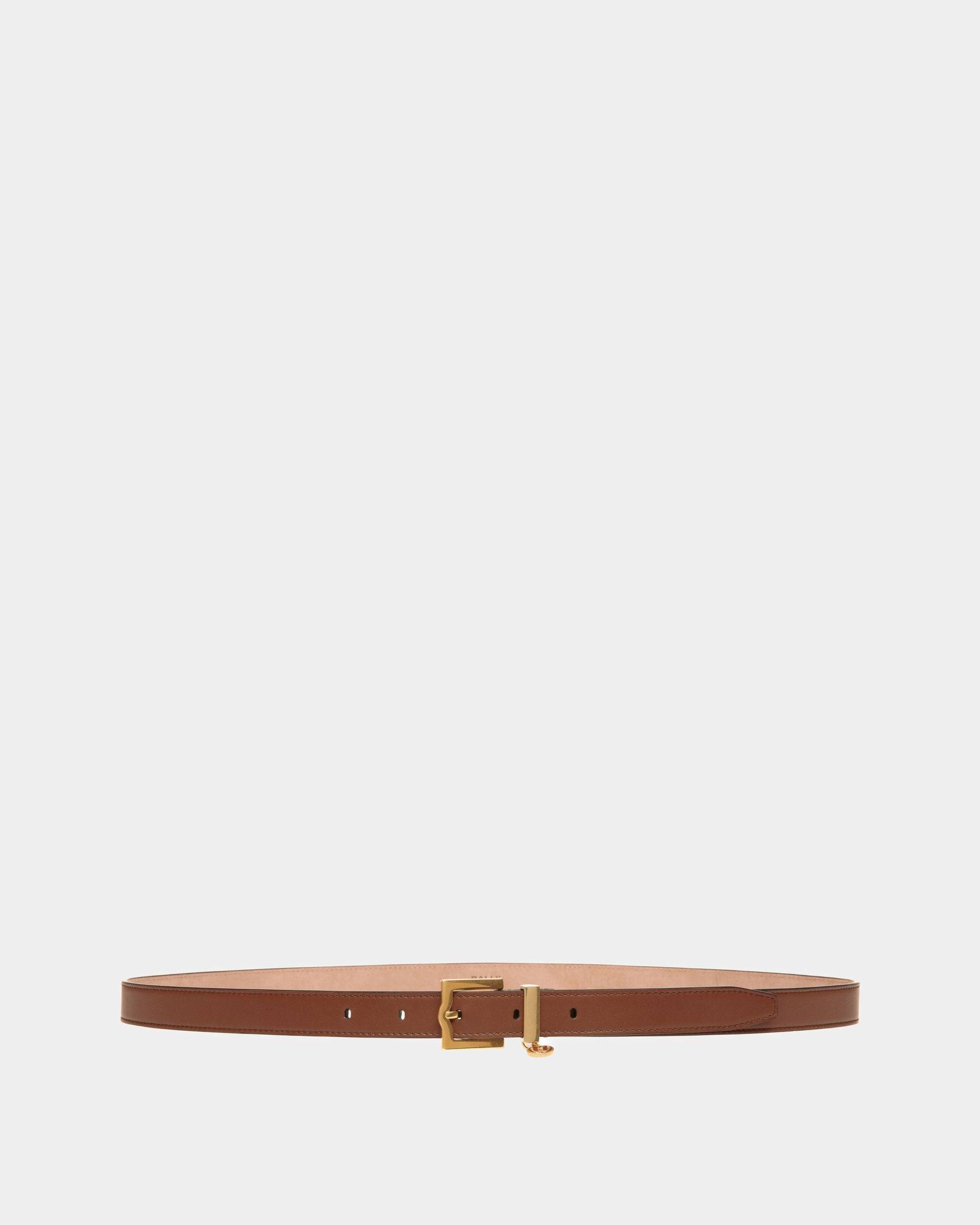 Women's Emblem 20mm Belt in Brown Leather | Bally | Still Life Front