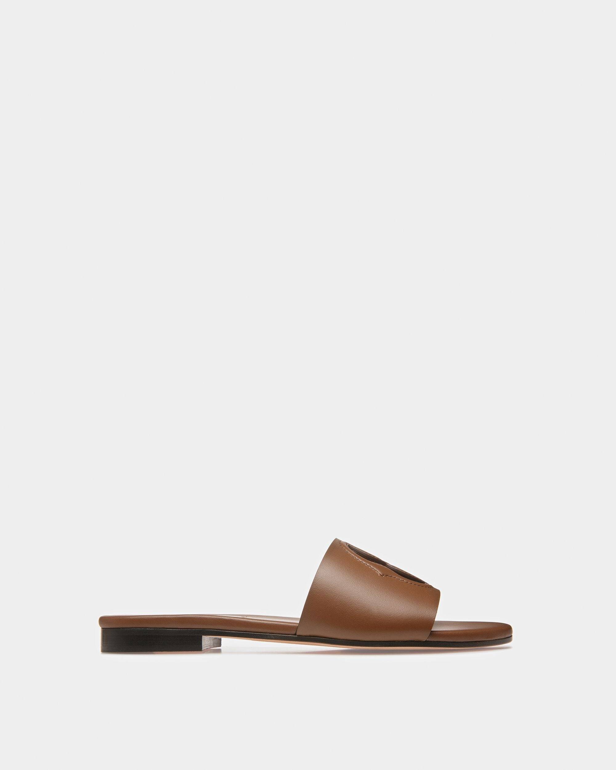 Emblem Slides In Brown Leather - Bally - 01