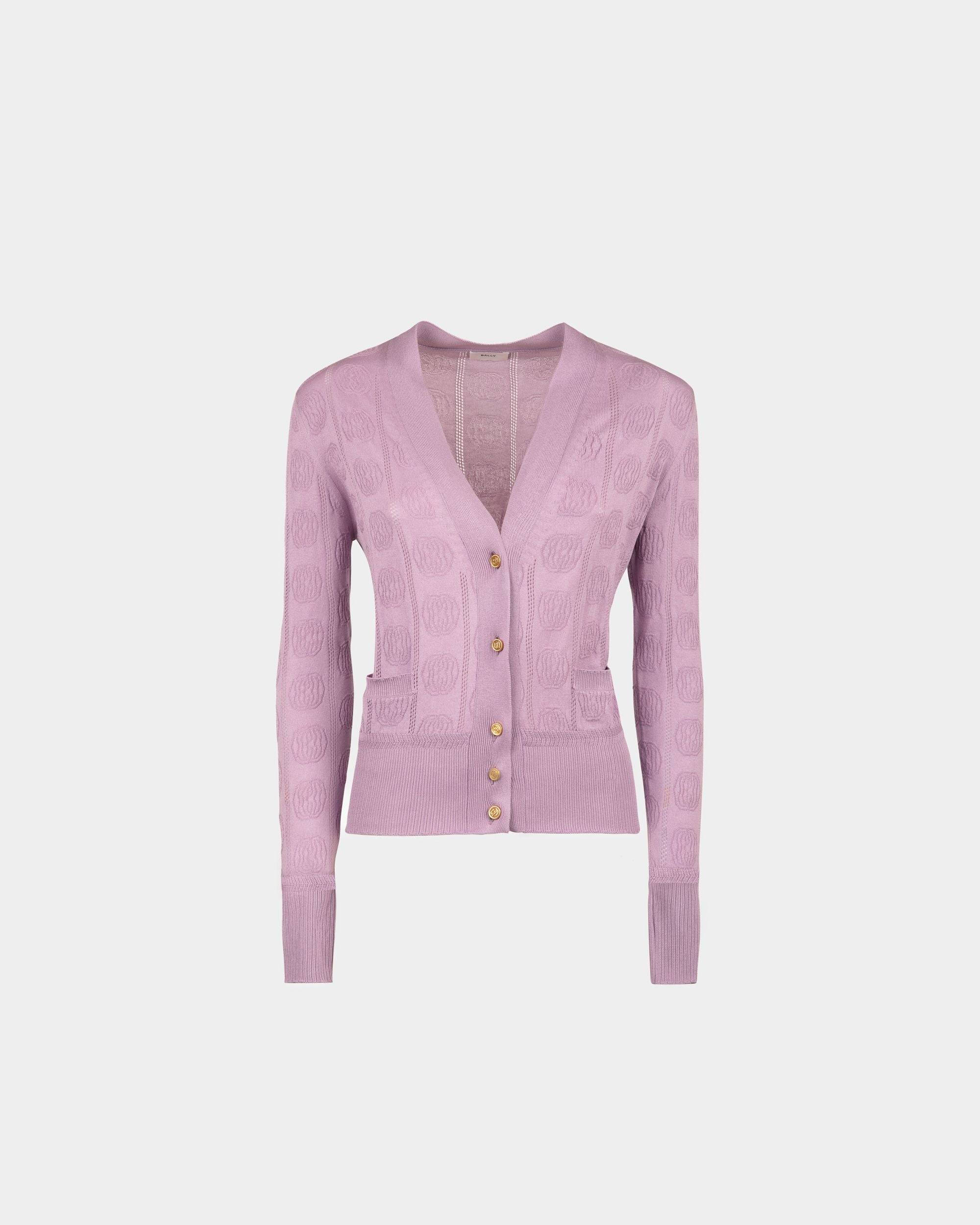 Women's Lilac Cardigan in a Silk Blend | Bally | Still Life Front
