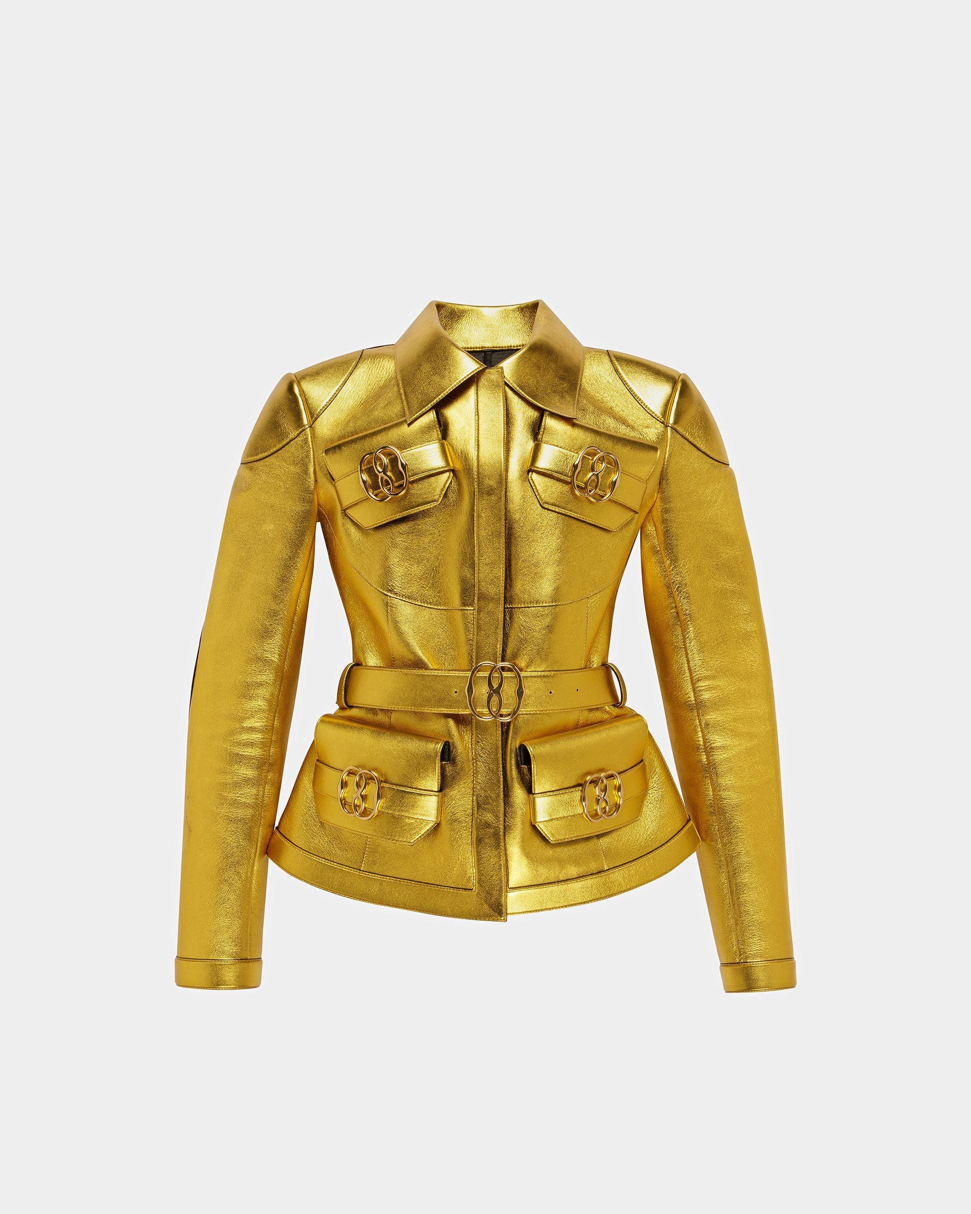 Belted Leather Jacket In Gold - Bally - 06