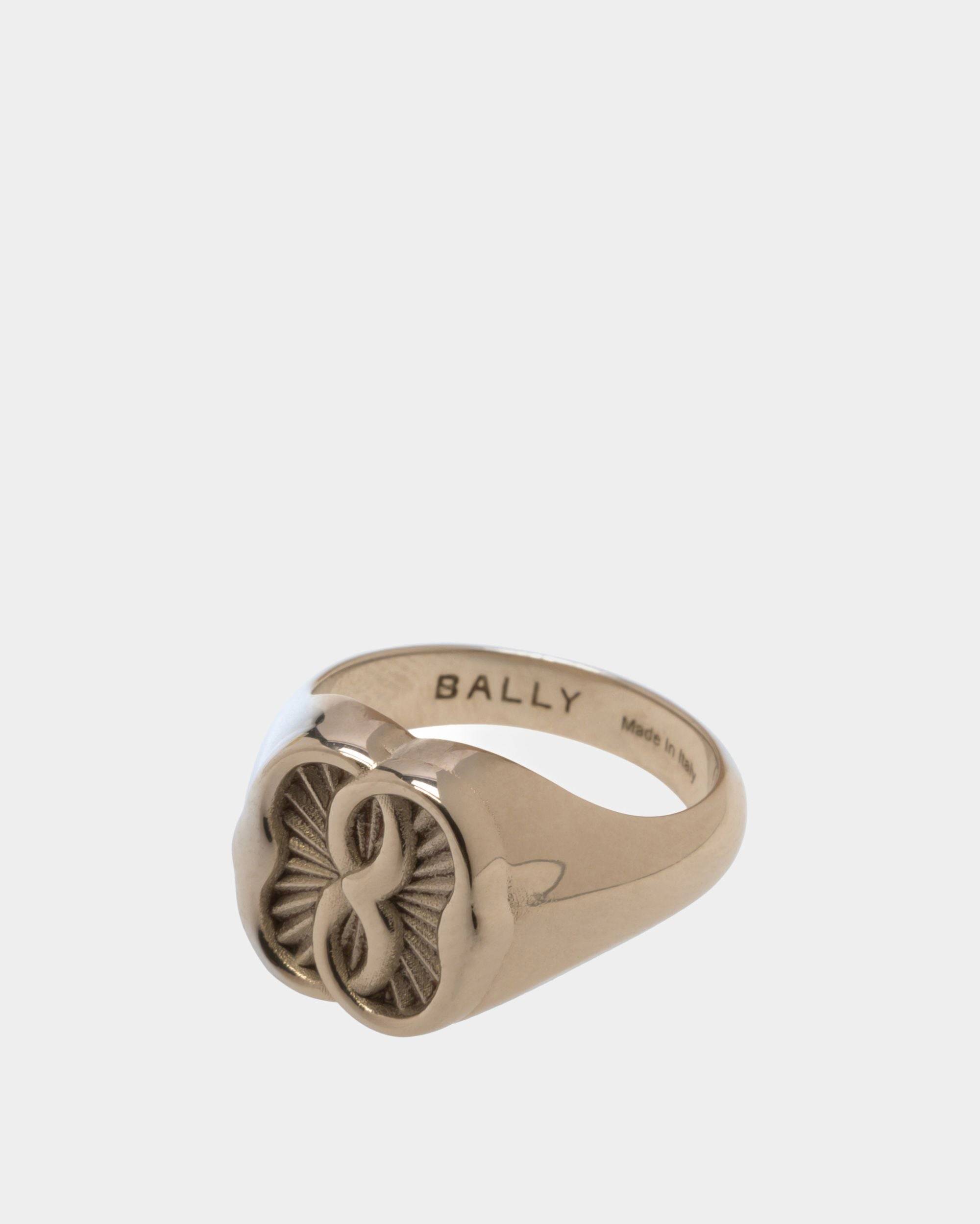 Women's Emblem Ring In Silver Eco Brass | Bally | Still Life Front