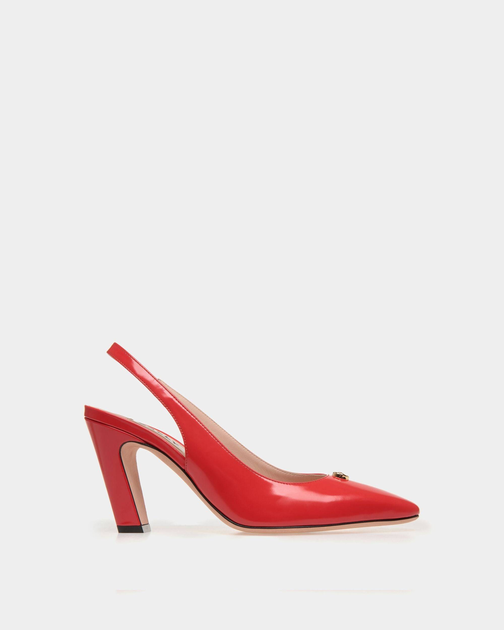 Women's Sylt Slingback Pump In Red Leather | Bally | Still Life Side