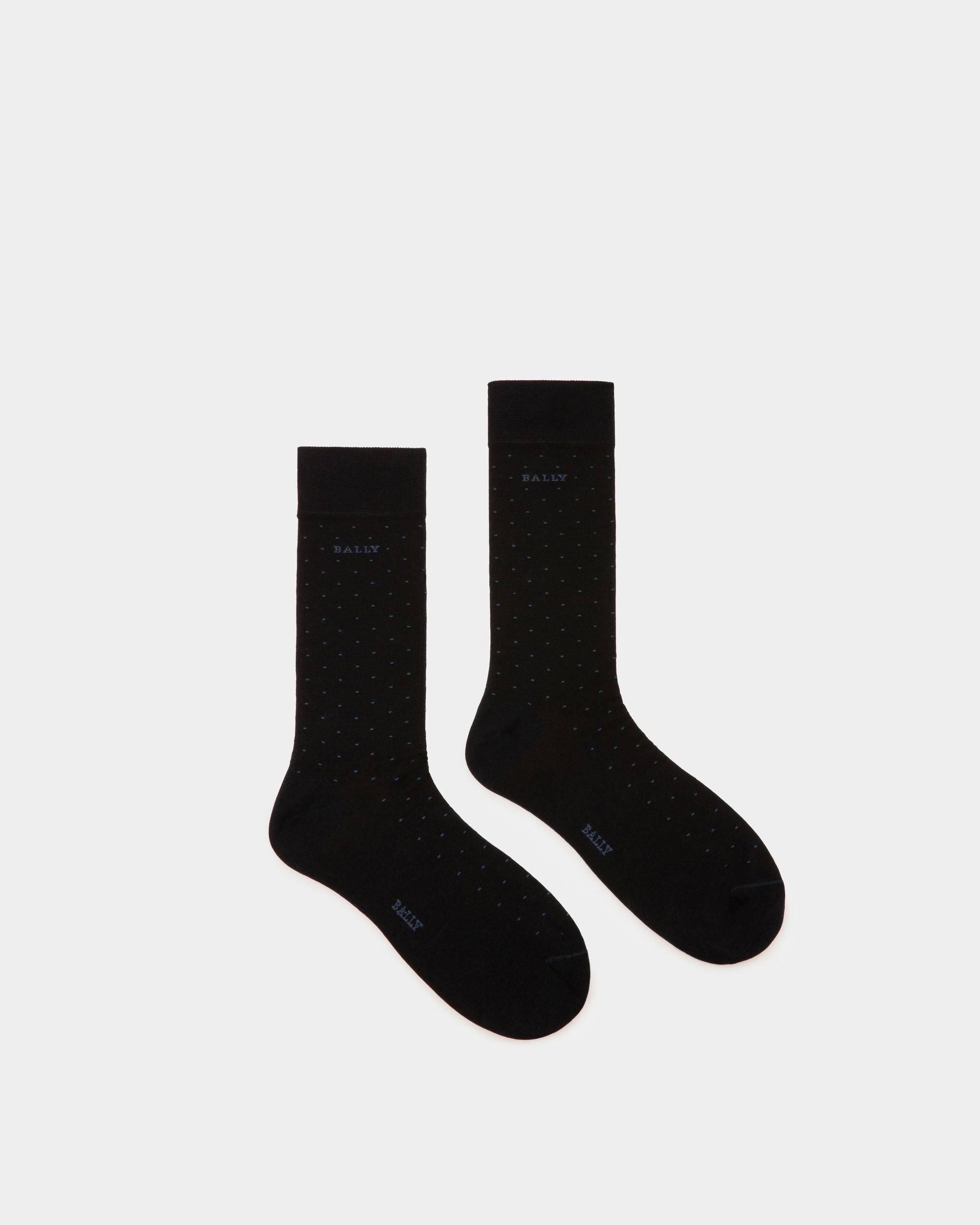 Cotton Mix Socks In Navy & Indigo - Men's - Bally
