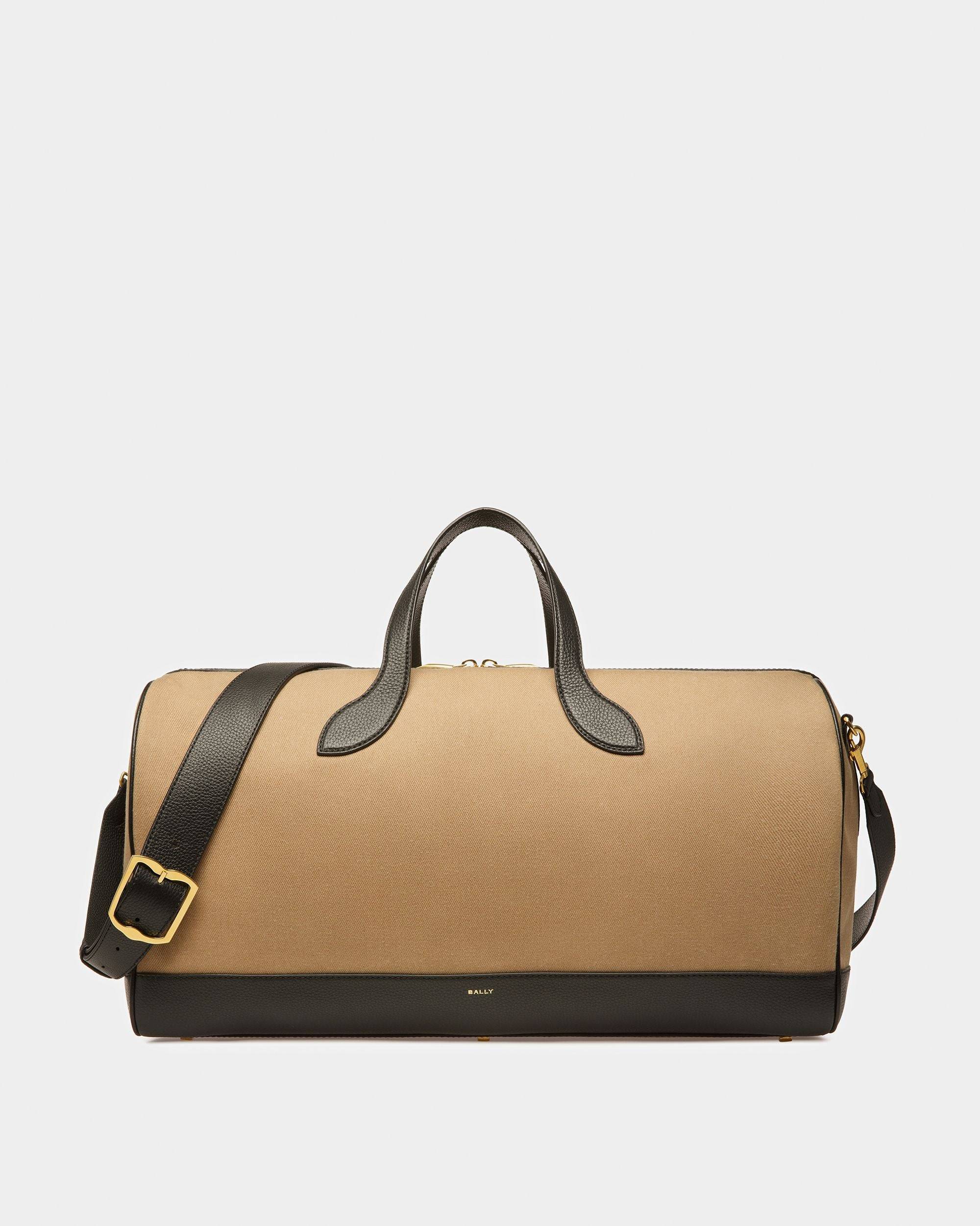 Men's Bar Weekender In Sand And Black Fabric And Leather | Bally | Still Life Front