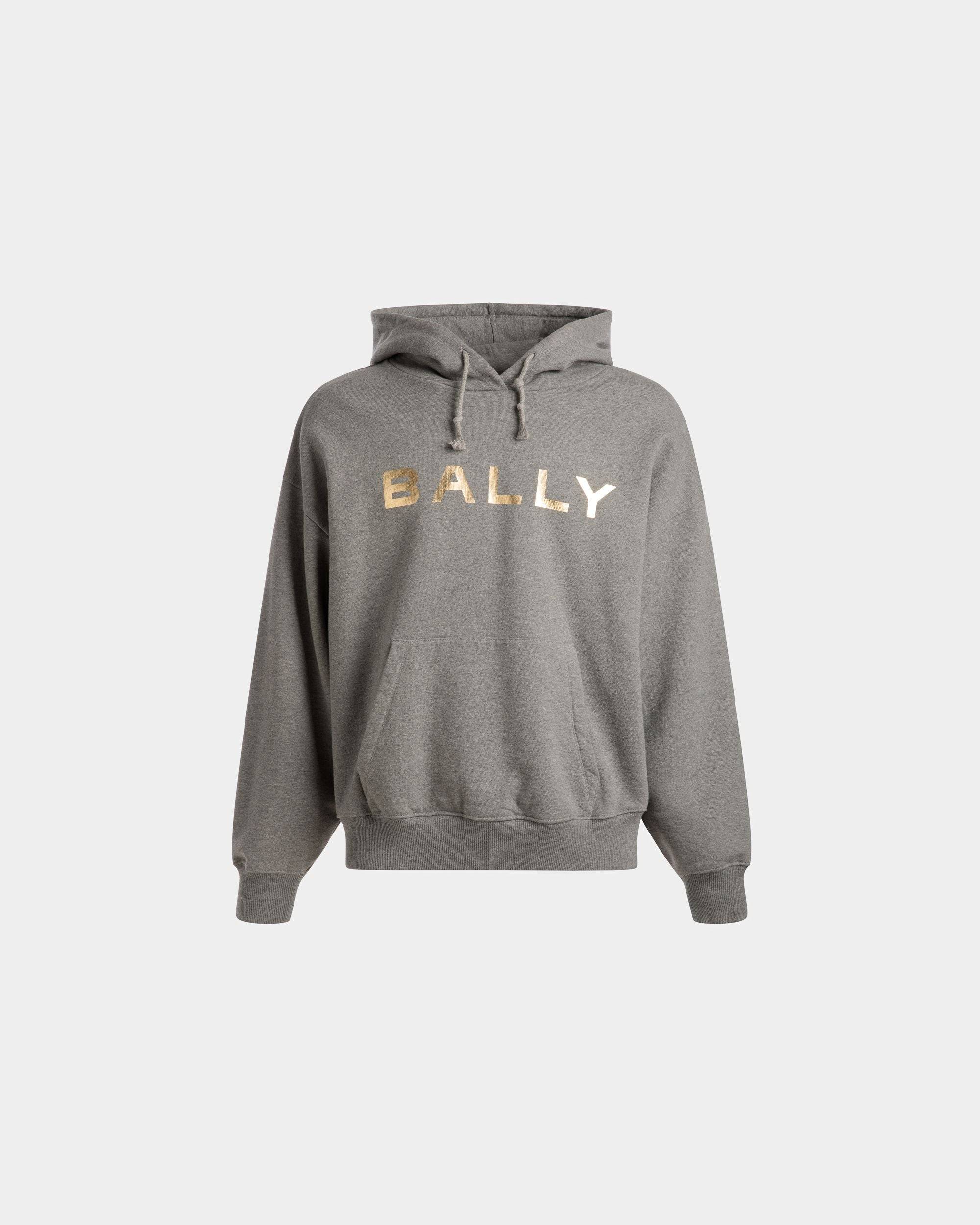 Men's Logo Hooded Sweatshirt In Grey Melange Cotton | Bally | Still Life Front