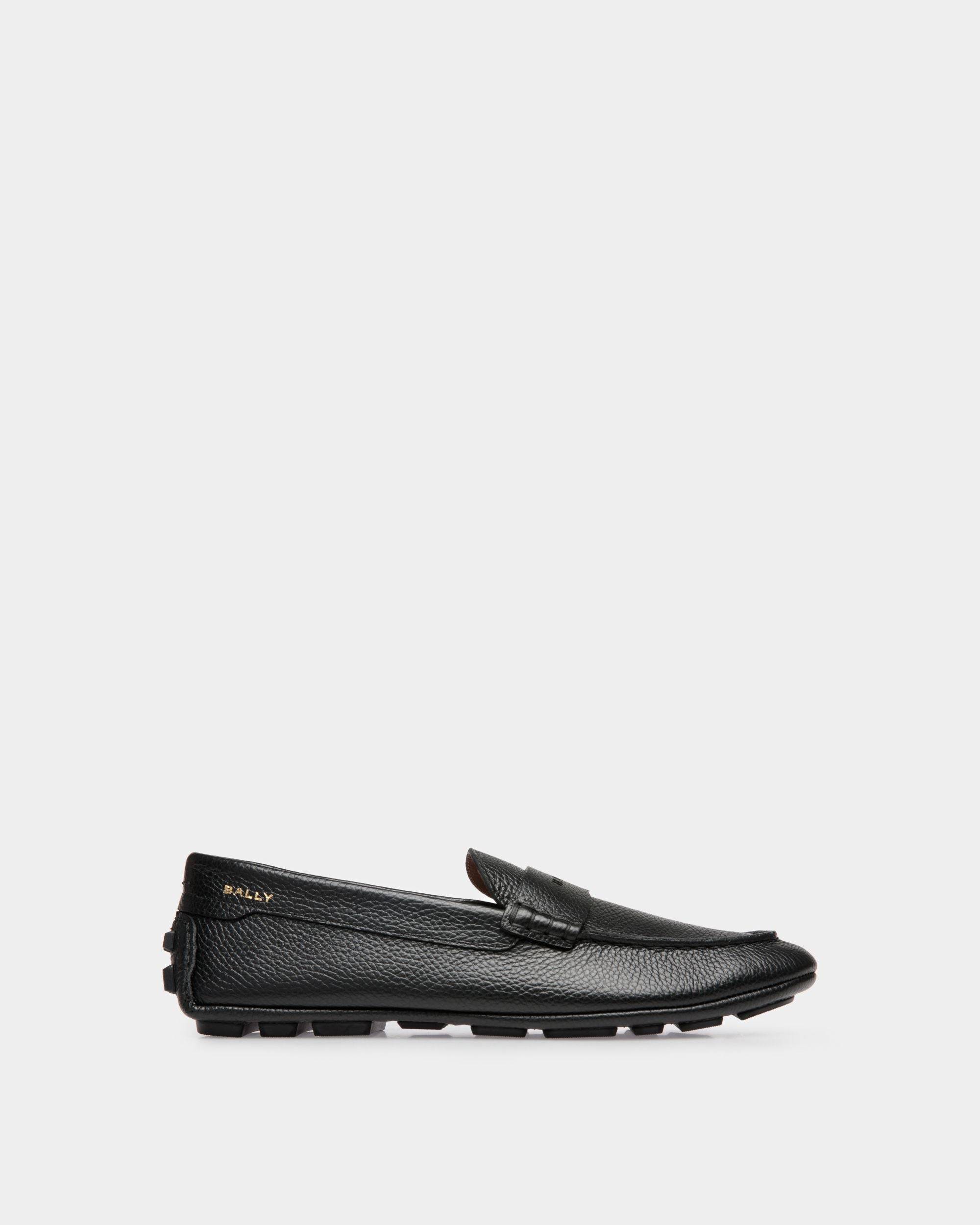 Men's Kerbs Driver in Black Grained Leather | Bally | Still Life Side