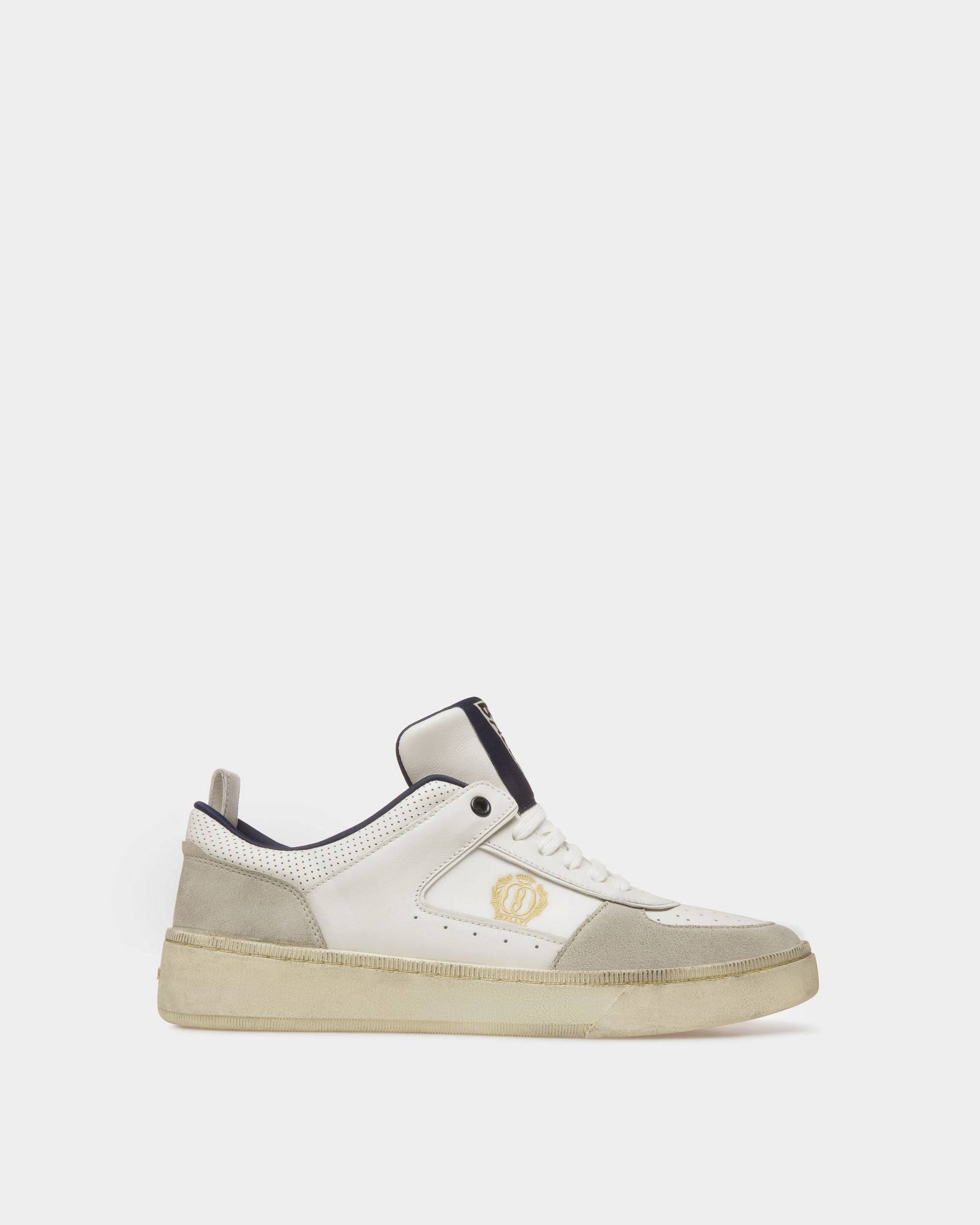 Men's Raise Sneakers In Dusty White And Midnight Leather And Fabric | Bally | Still Life Side