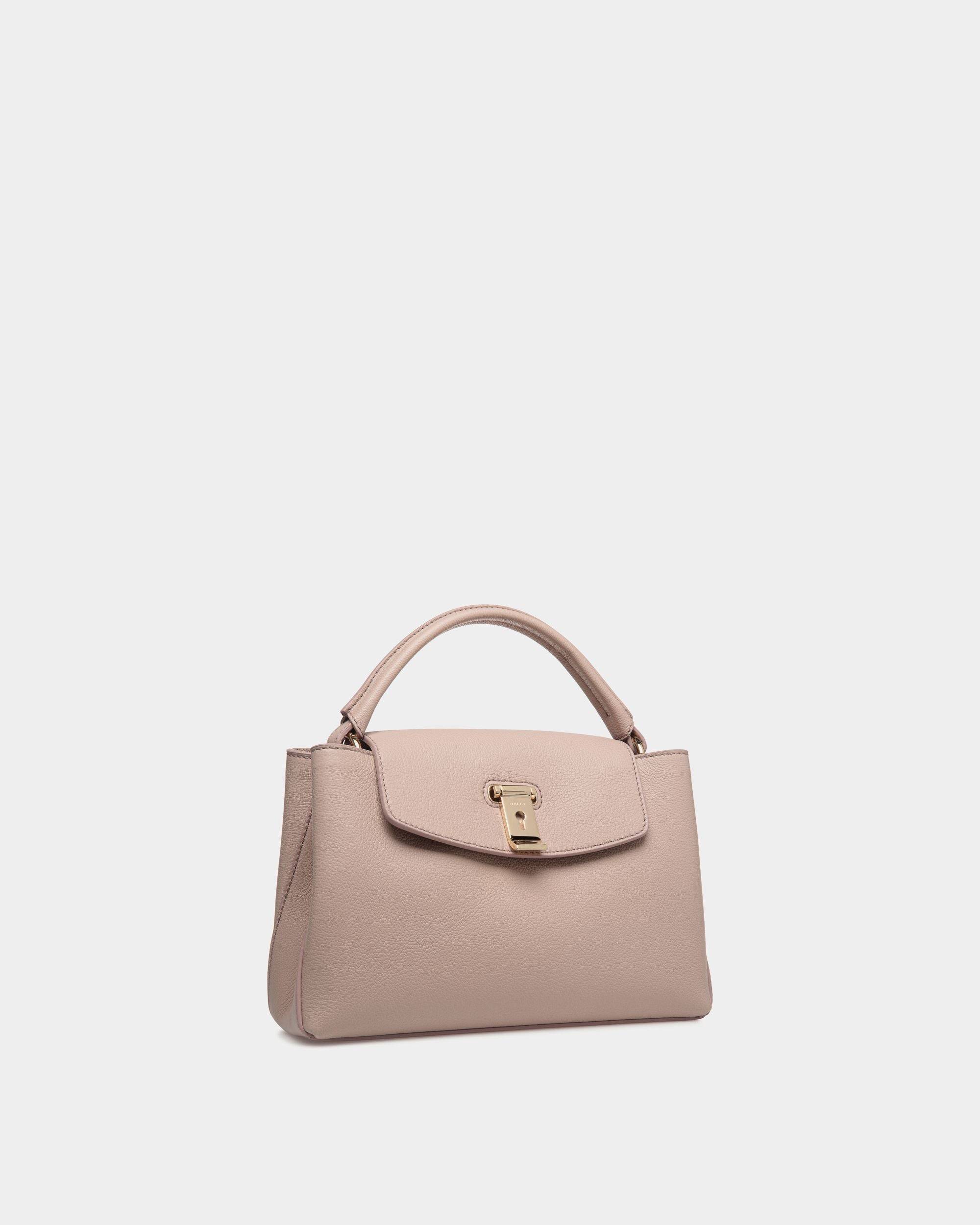 Lock Me Small Top Handle Bag In Light Beige Grained Leather - Women's - Bally - 03