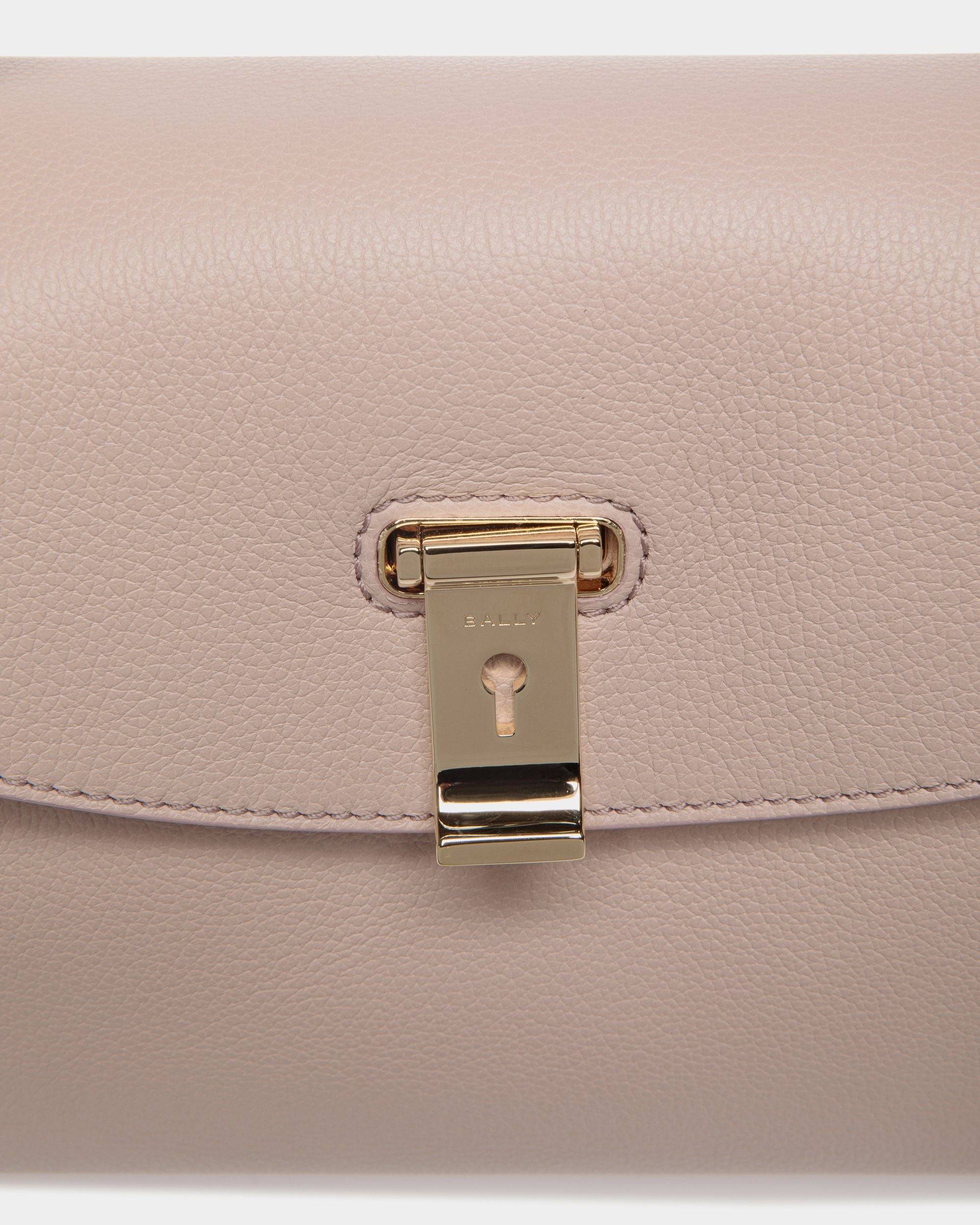 Lock Me Small Top Handle Bag In Light Beige Grained Leather - Women's - Bally - 04