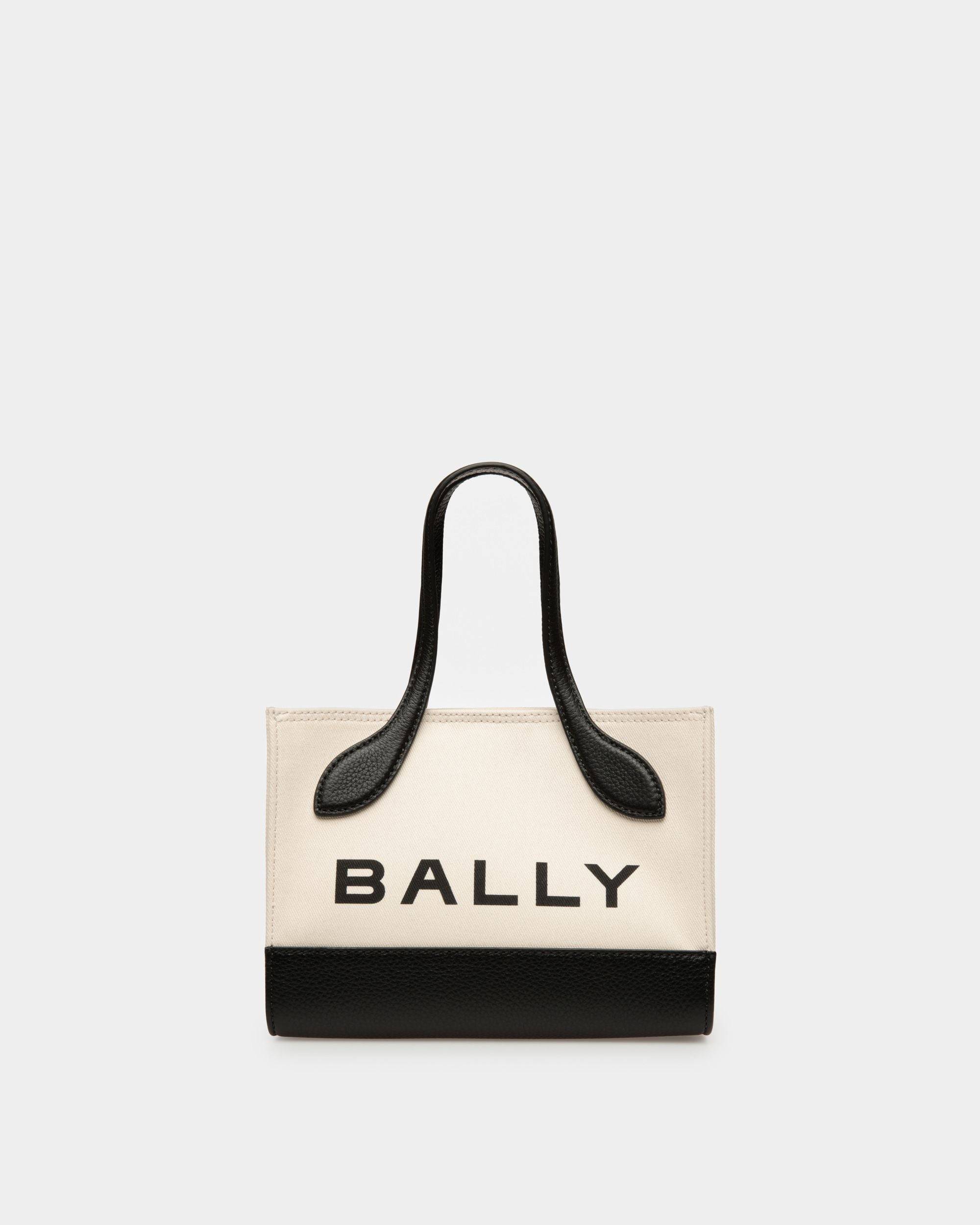 Women's Bar Minibag In Natural And Black Fabric | Bally | Still Life Front