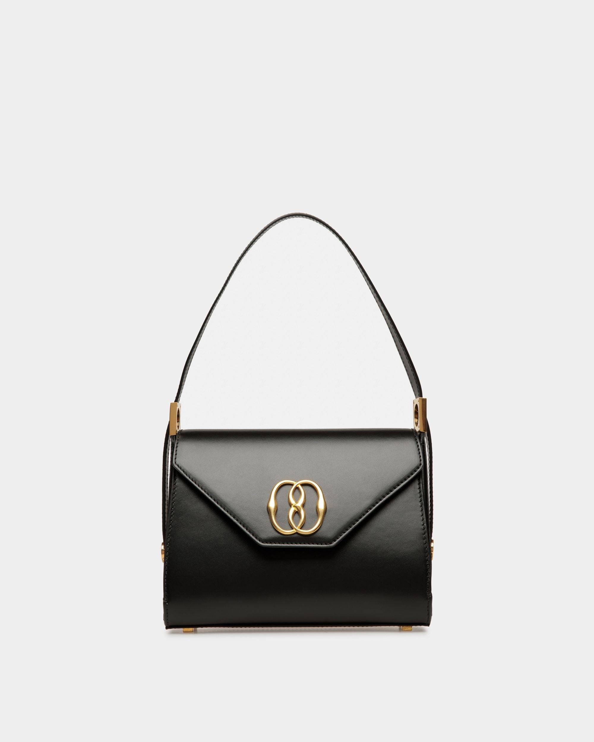 Emblem Top Handle Bag In Black Leather - Women's - Bally
