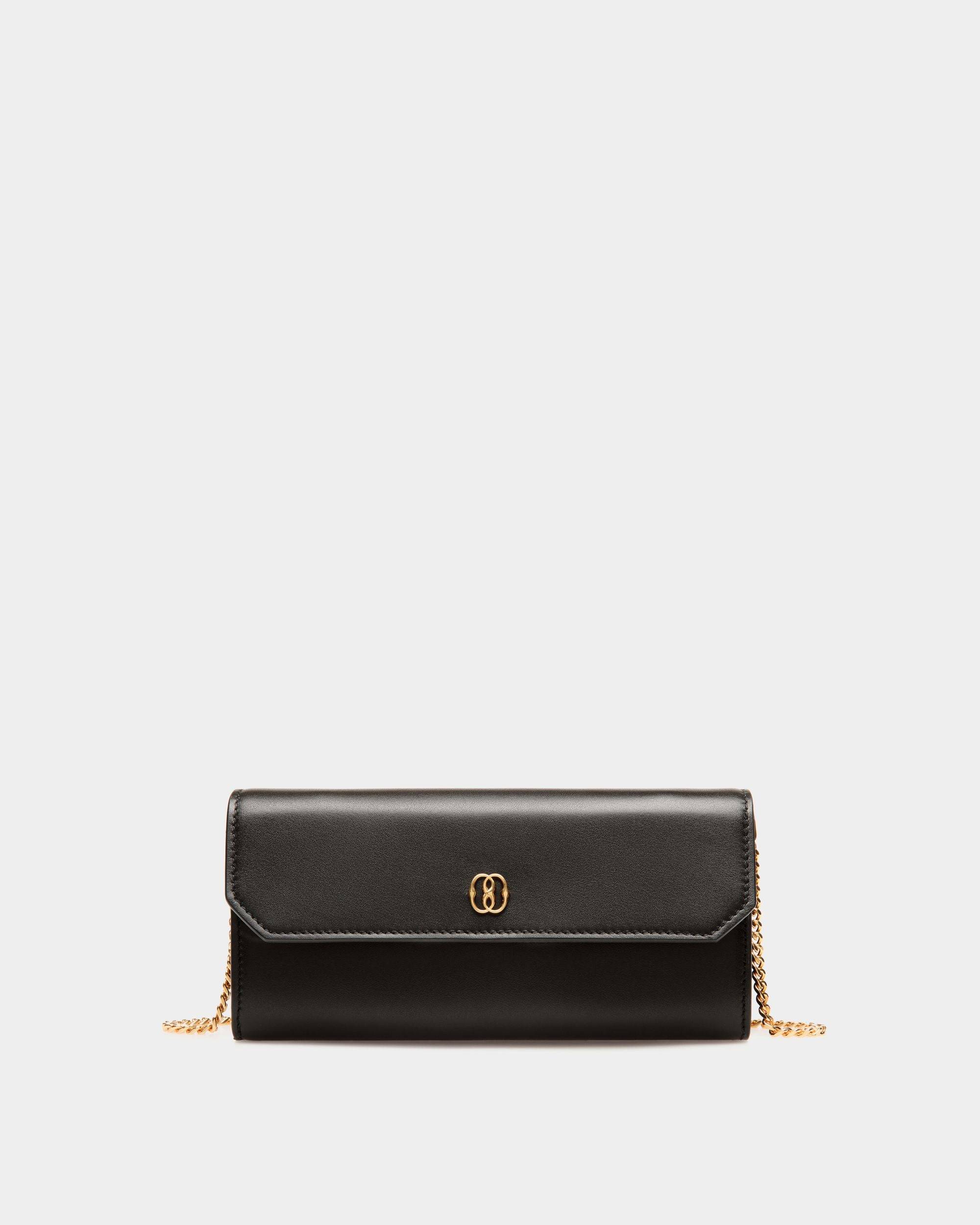 Women's Emblem Travel Wallet In Black Leather | Bally | Still Life Front